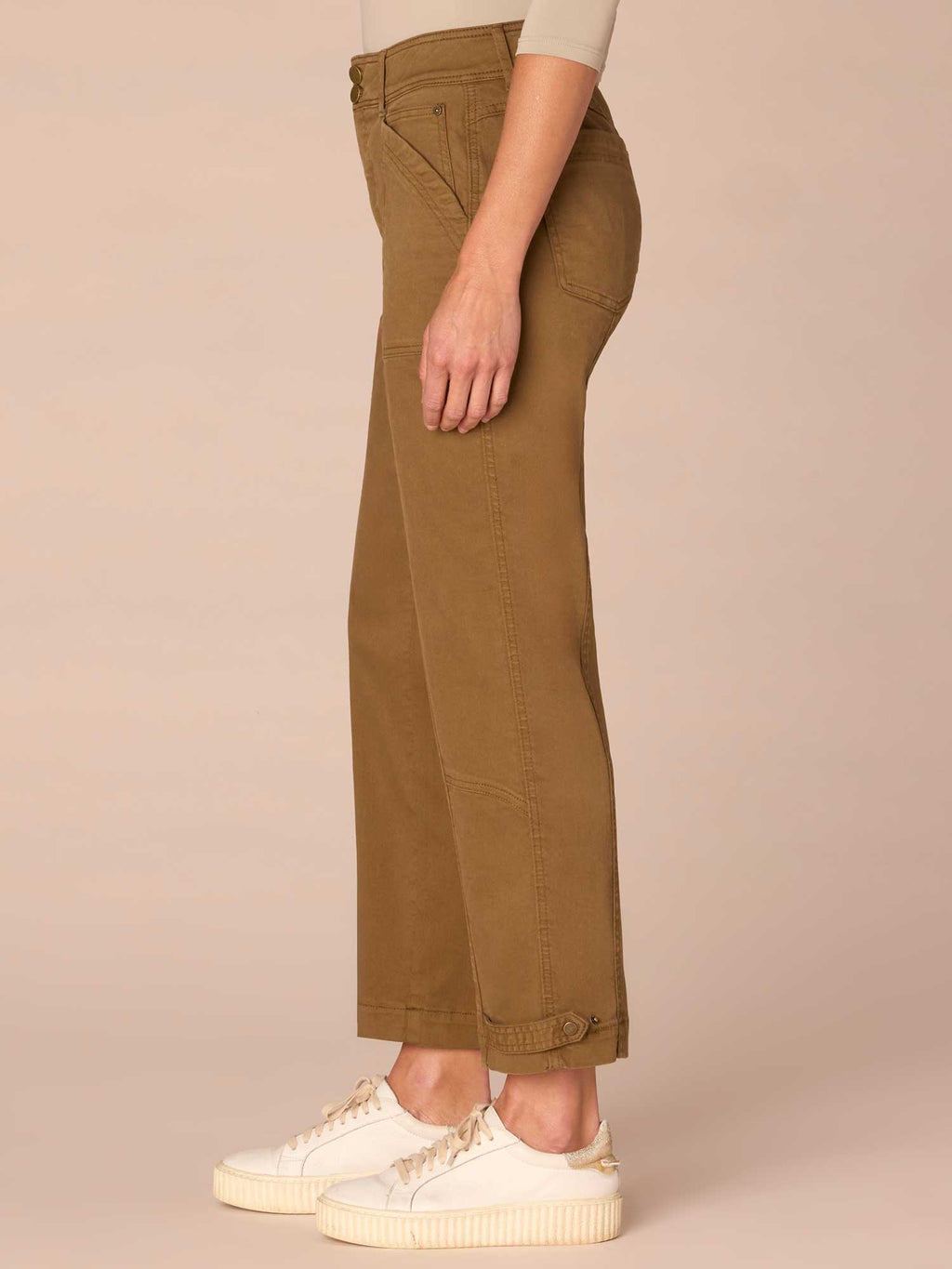 "Ab"solution High Rise Tapered Utility Plus Size Pants with Snap Hem