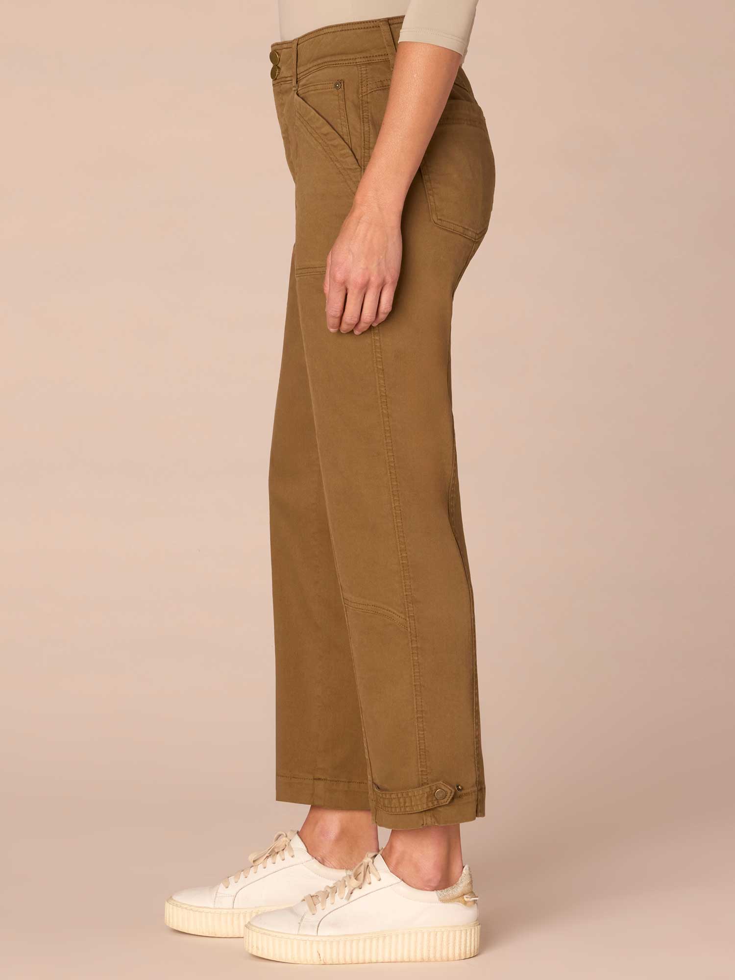 "Ab"solution High Rise Tapered Utility Plus Size Pants with Snap Hem