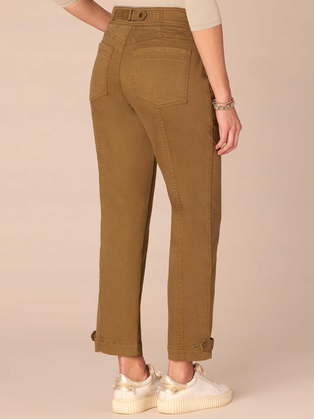 "Ab"solution High Rise Tapered Utility Plus Size Pants with Snap Hem