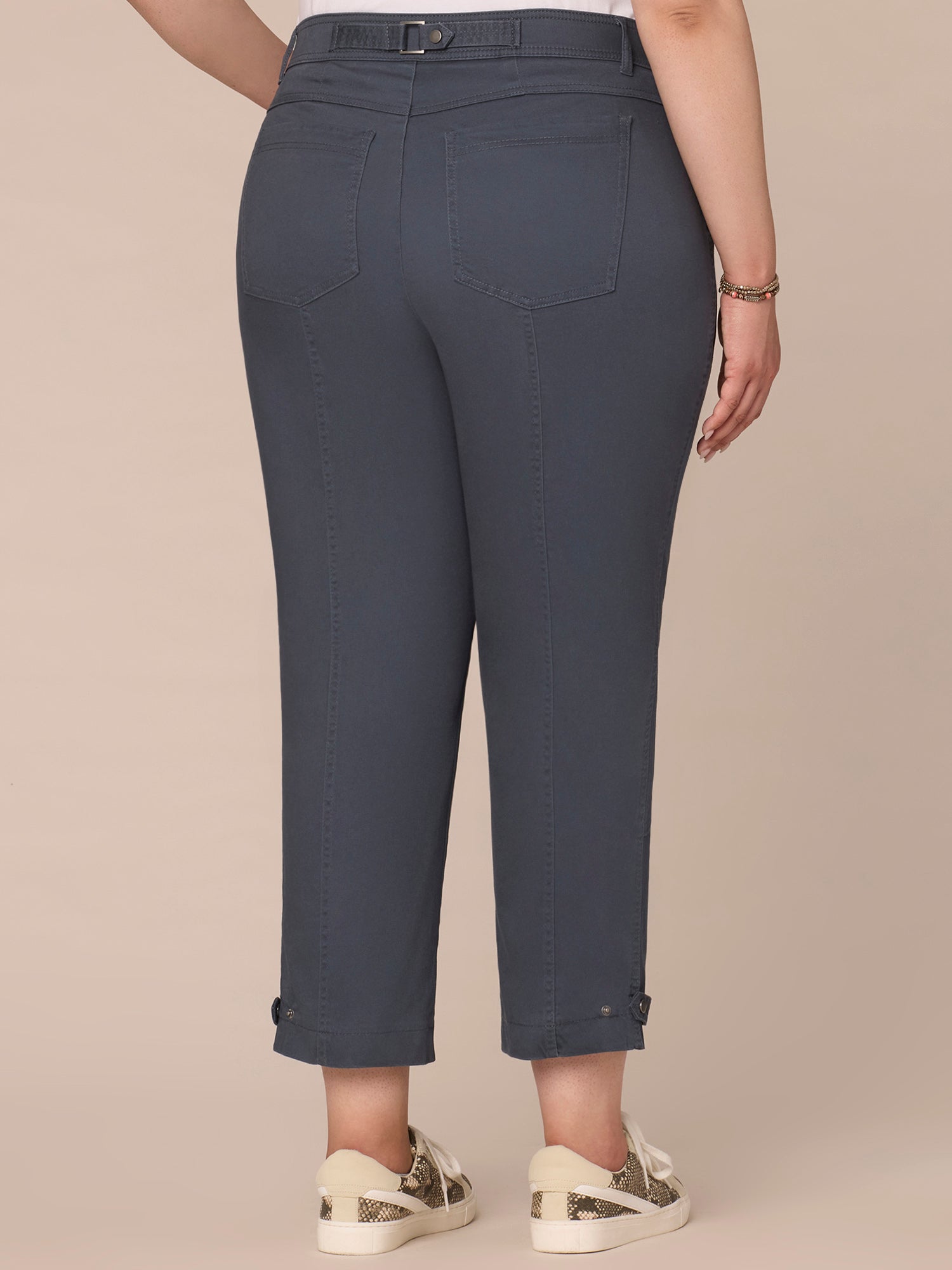 "Ab"solution High Rise Tapered Utility Plus Size Pants with Snap Hem