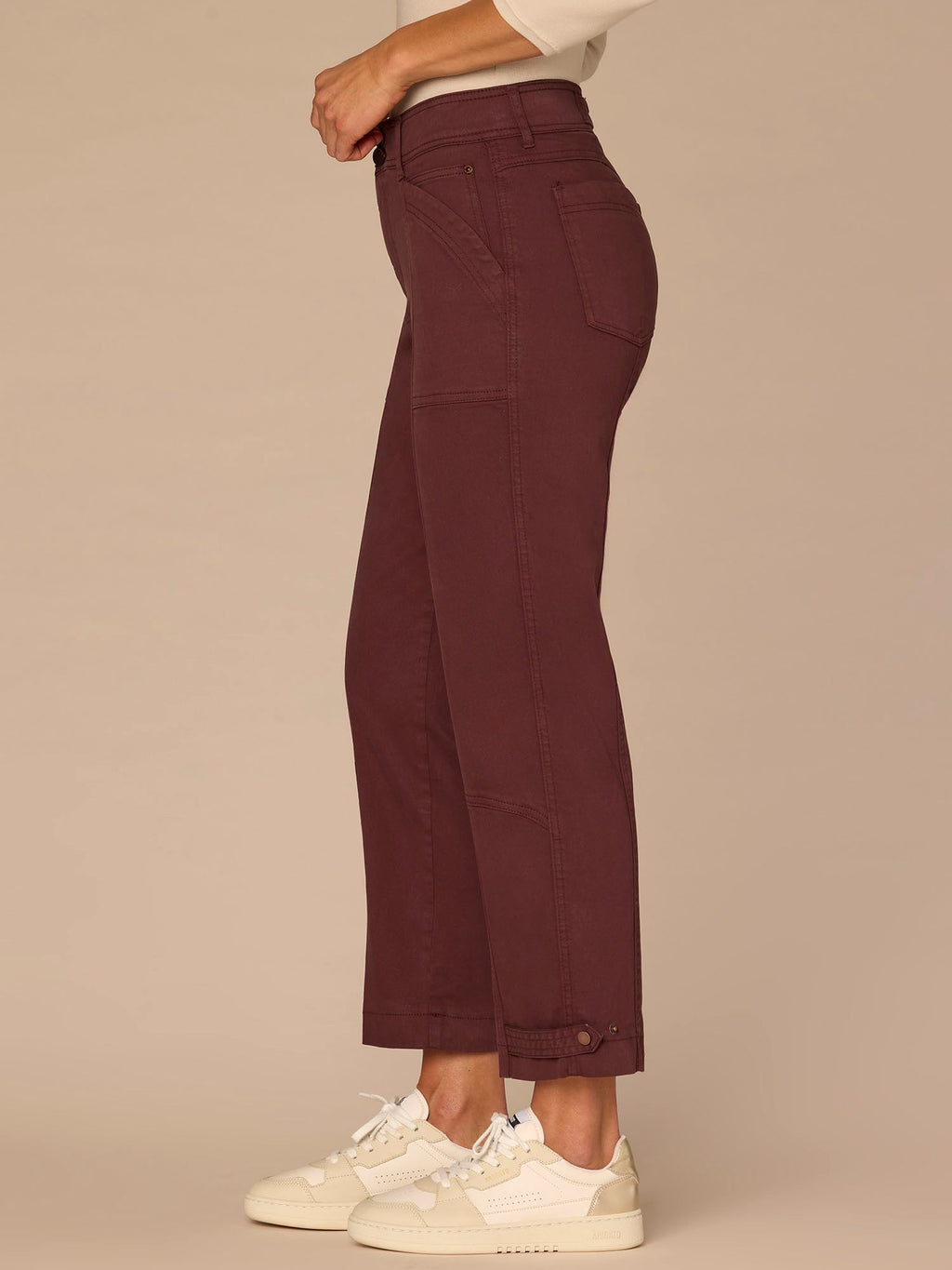 "Ab"solution High Rise Tapered Utility Plus Size Pants with Snap Hem