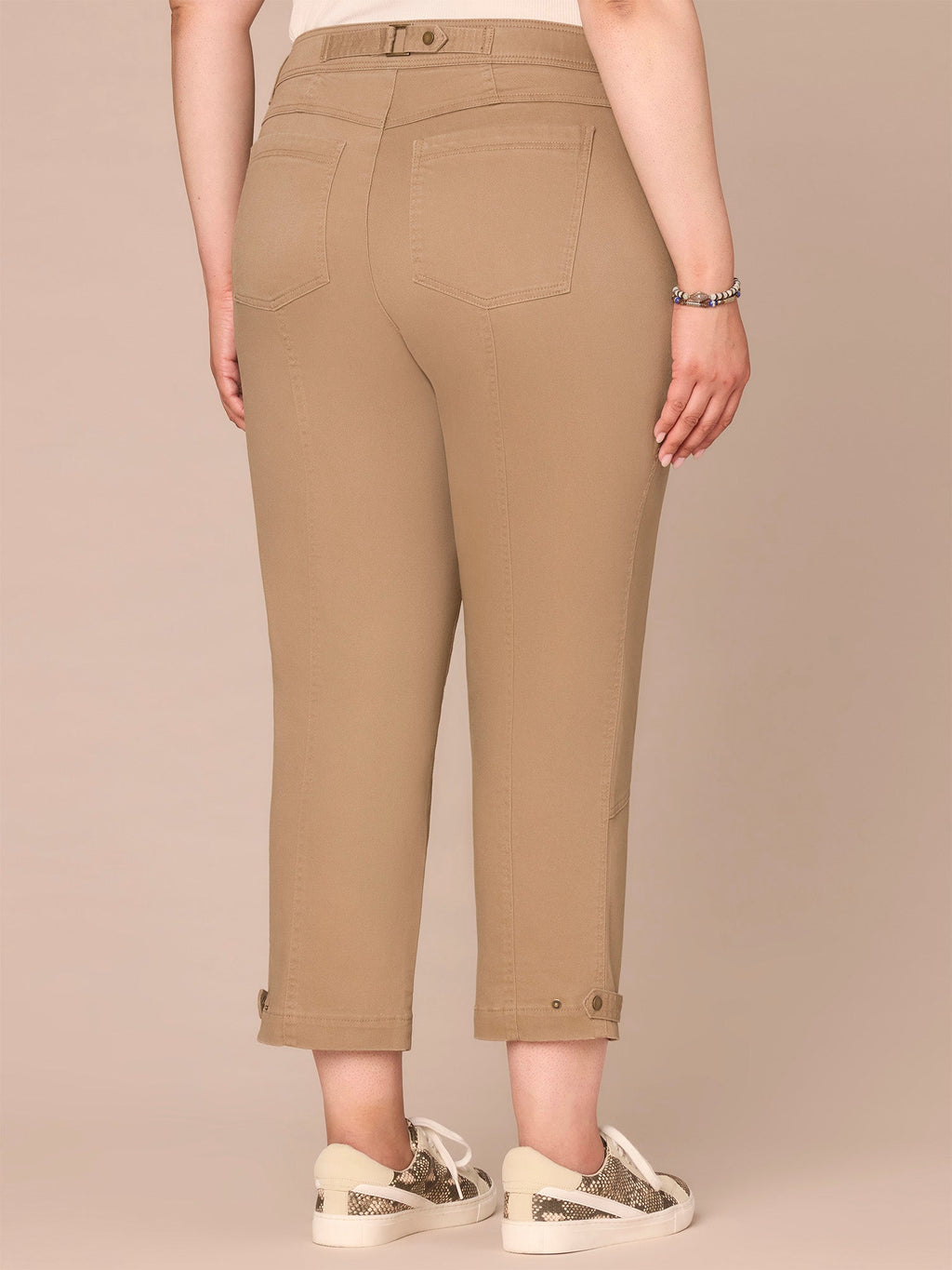 "Ab"solution High Rise Tapered Utility Plus Size Pants with Snap Hem