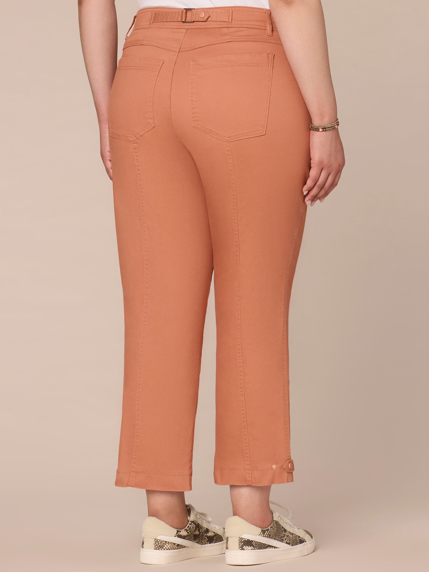 "Ab"solution High Rise Tapered Utility Plus Size Pants with Snap Hem