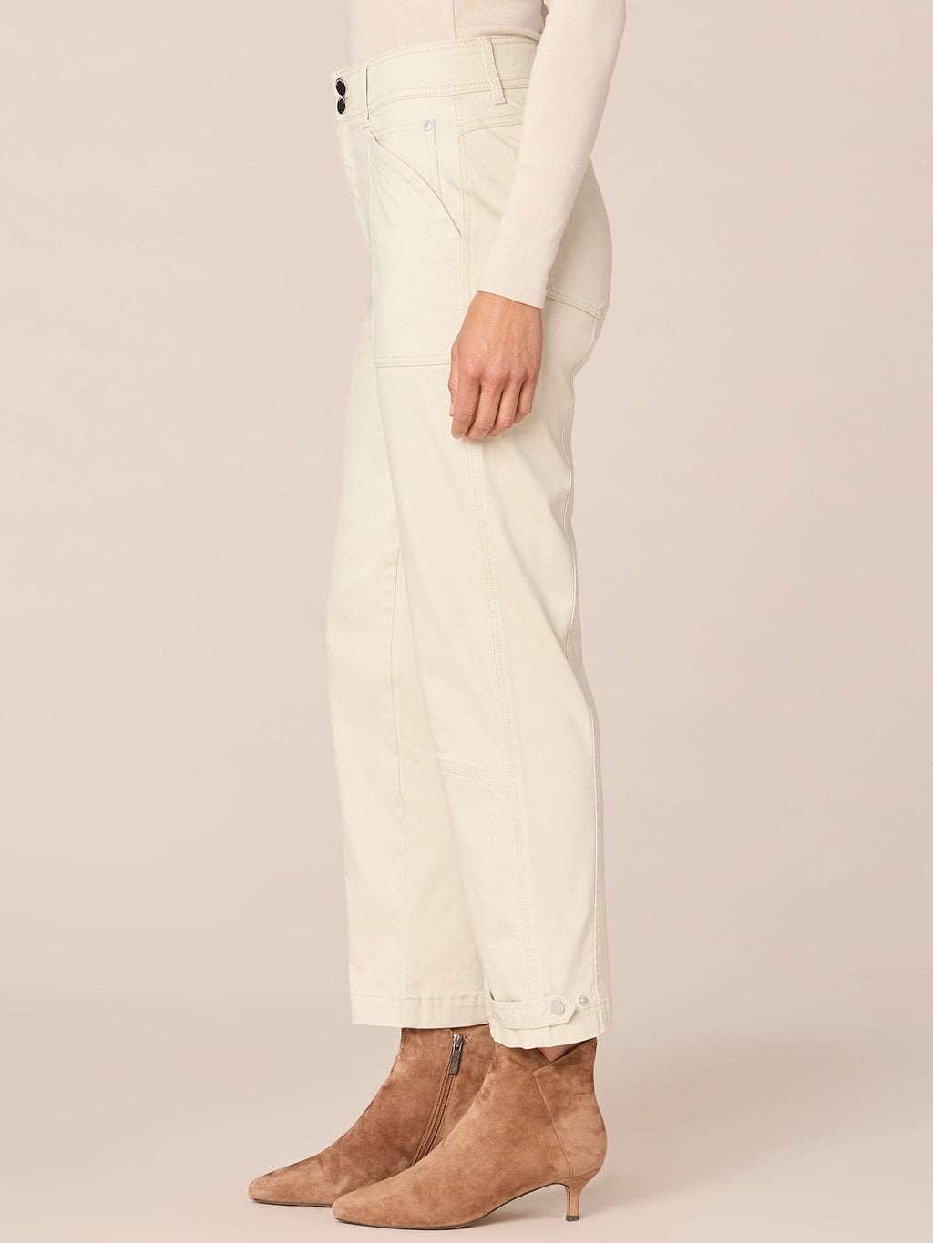 "Ab"solution High Rise Tapered Utility Plus Size Pants with Snap Hem