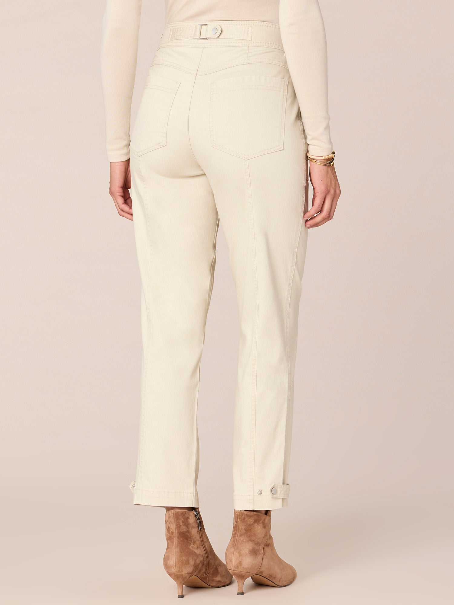 "Ab"solution High Rise Tapered Utility Plus Size Pants with Snap Hem