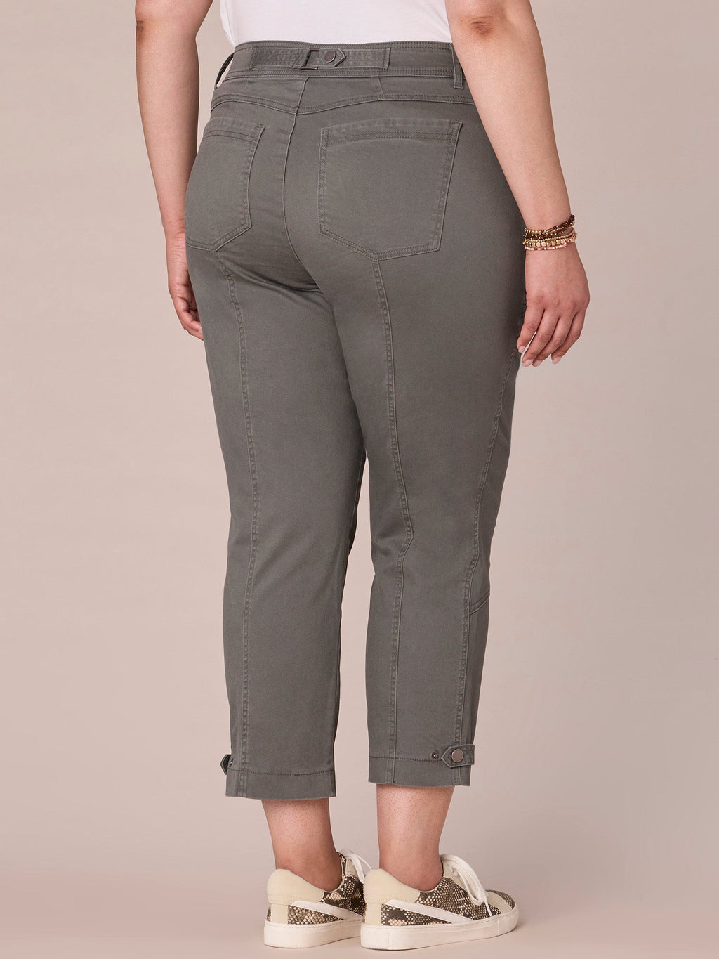 "Ab"solution High Rise Tapered Utility Plus Size Pants with Snap Hem