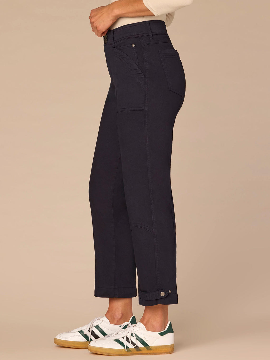 "Ab"solution High Rise Tapered Utility Plus Size Pants with Snap Hem