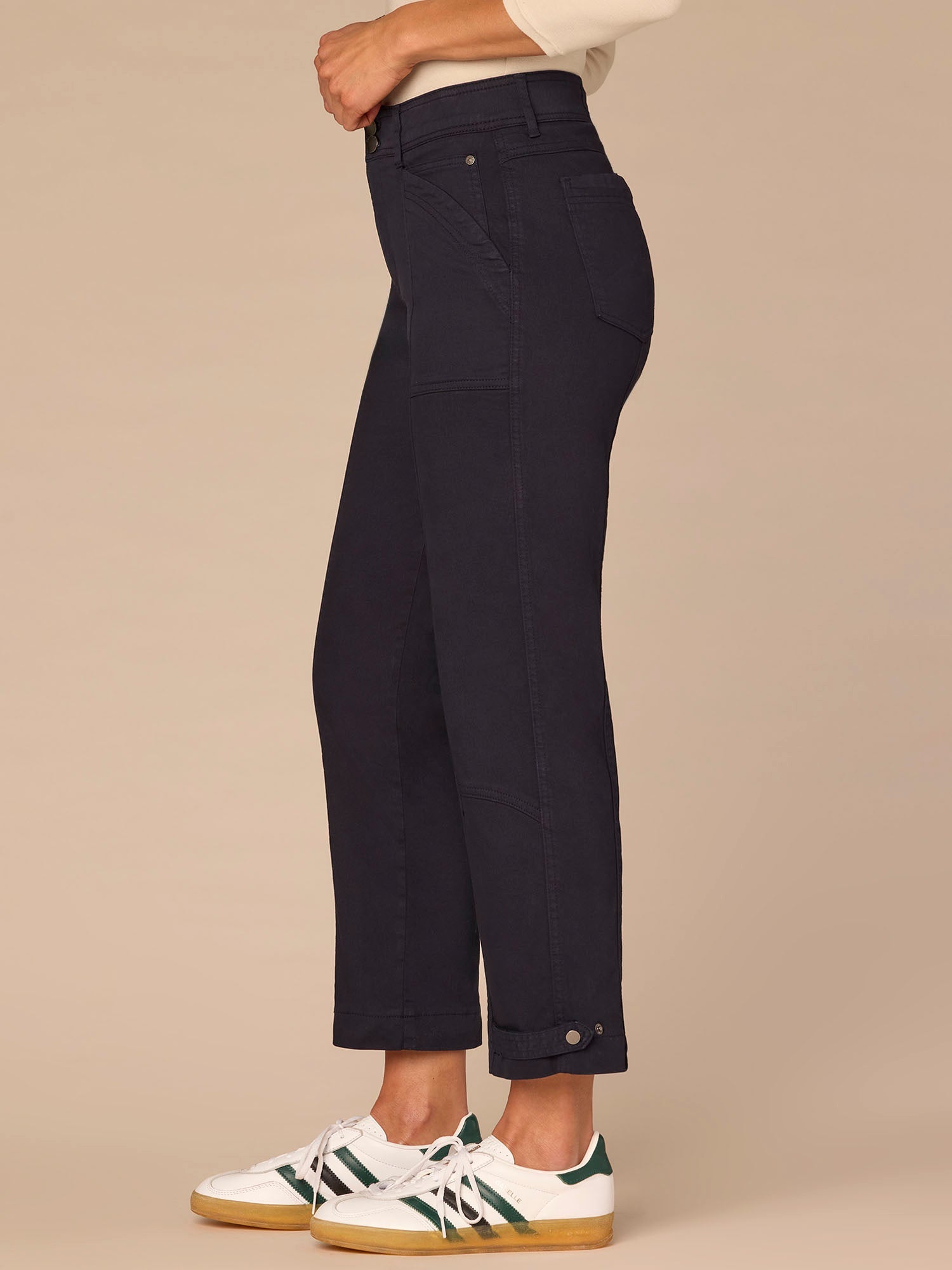 "Ab"solution High Rise Tapered Utility Plus Size Pants with Snap Hem