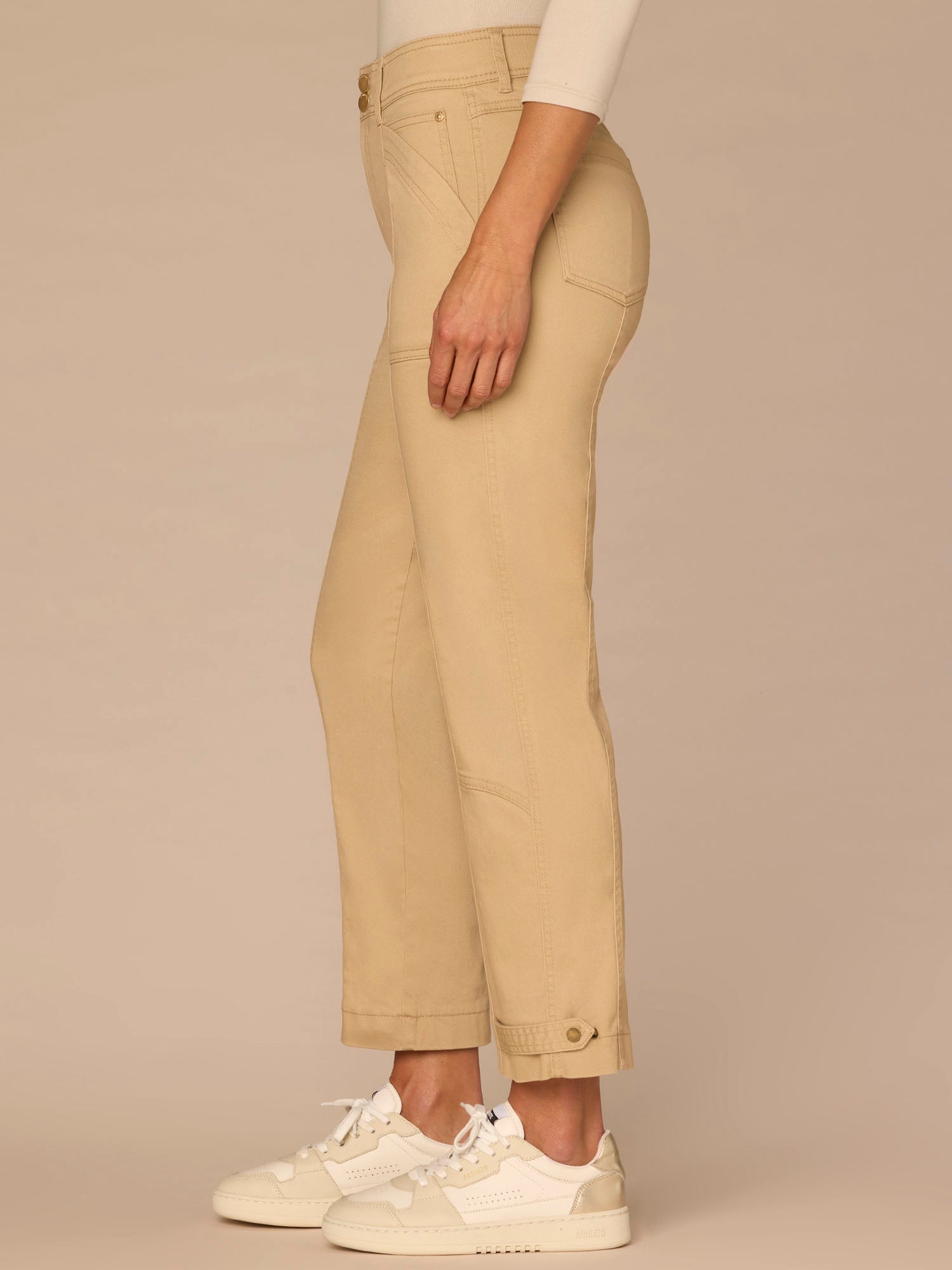 "Ab"solution High Rise Tapered Utility Plus Size Pants with Snap Hem