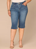 "Ab"solution® Mid-Rise 3D Embroidered Pocket Plus Size Skimmer Jeans