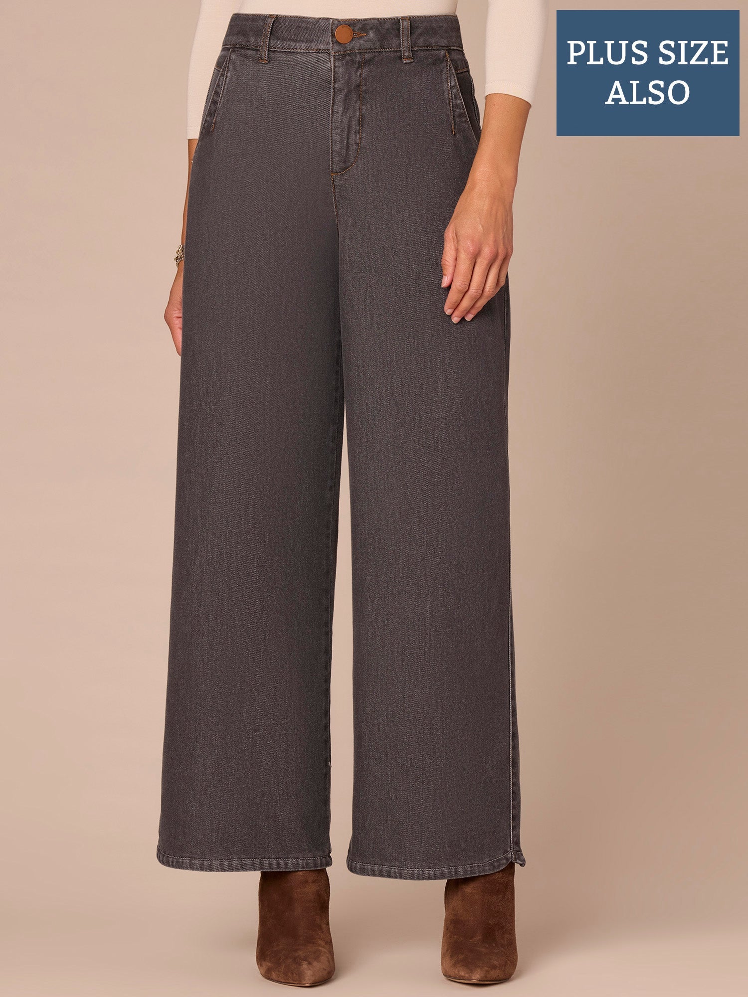 "Ab"solution® Skyrise Tulip Hem Wide Leg Plus Size Jeans