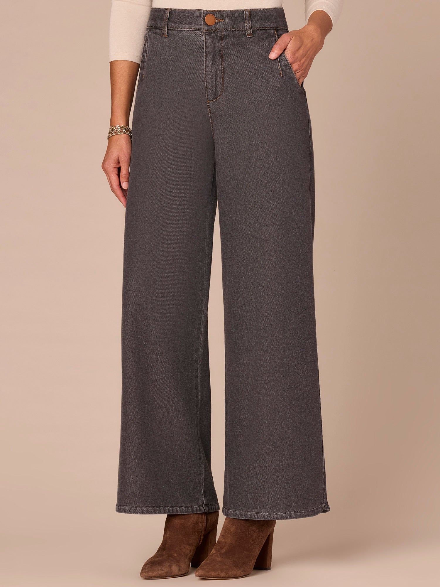 "Ab"solution® Skyrise Tulip Hem Wide Leg Plus Size Jeans