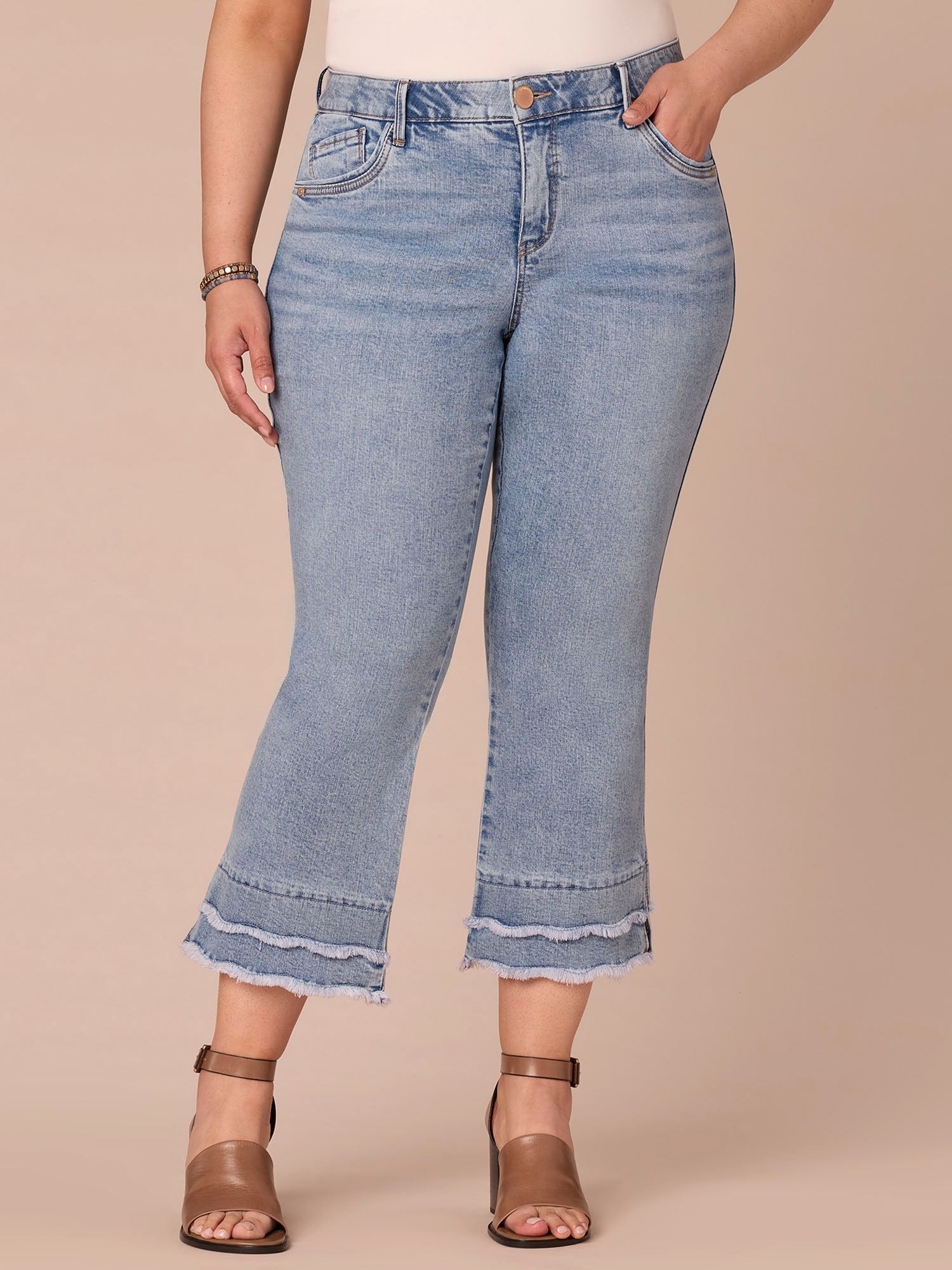 "Ab"solution® Mid-Rise Double Scallop Hem Plus Size Kick Flare Jean