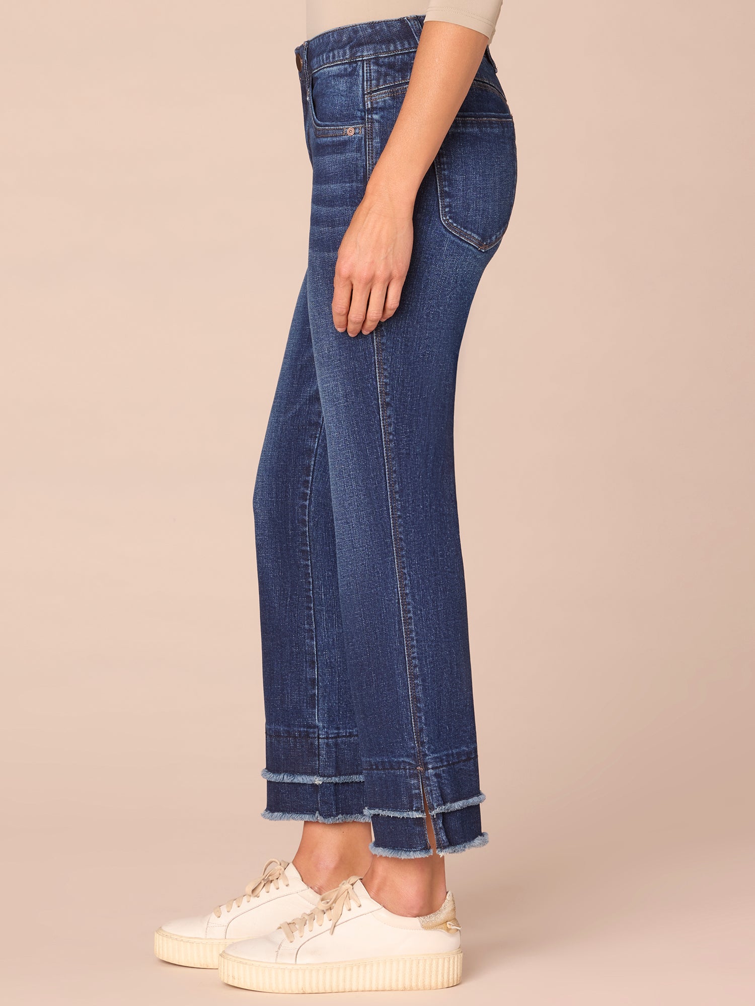 "Ab"solution® Mid-Rise Double Layer Fray Plus Size Kick Flare Jeans