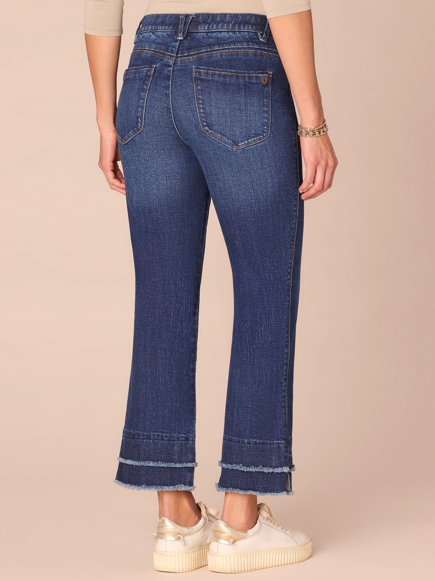 "Ab"solution® Mid-Rise Double Layer Fray Plus Size Kick Flare Jeans