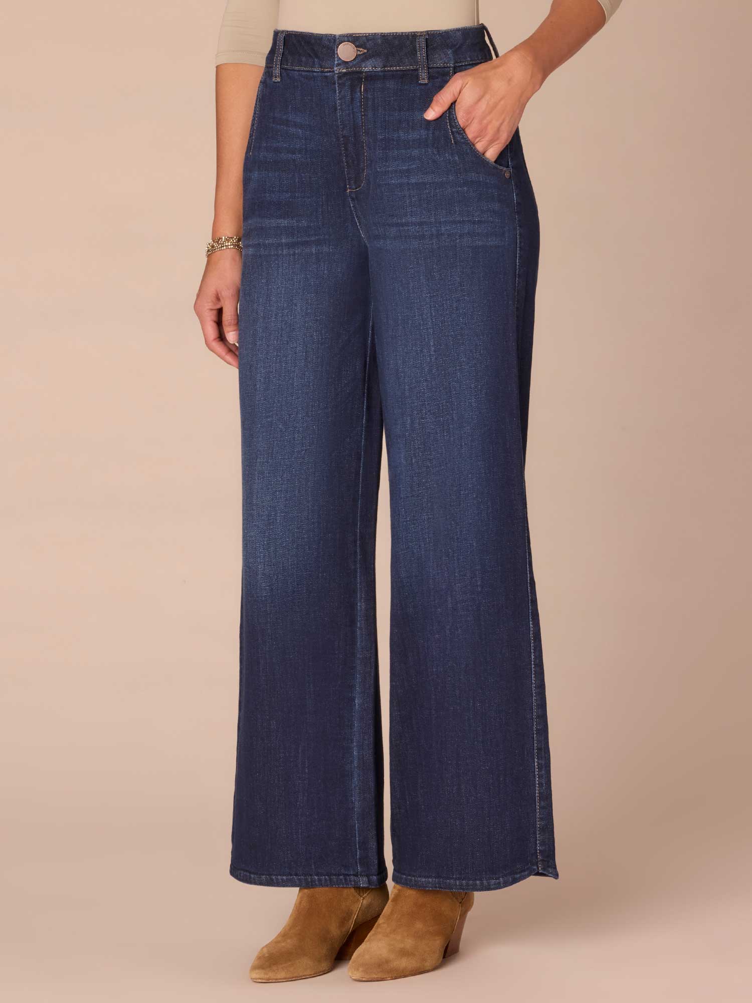 "Ab"solution® Skyrise Wide Leg Plus Size Jeans with Tulip Hem
