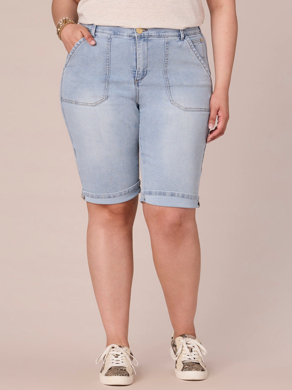 "Ab"solution® Plus Size Repreve Cuffed Hem Bermuda Short