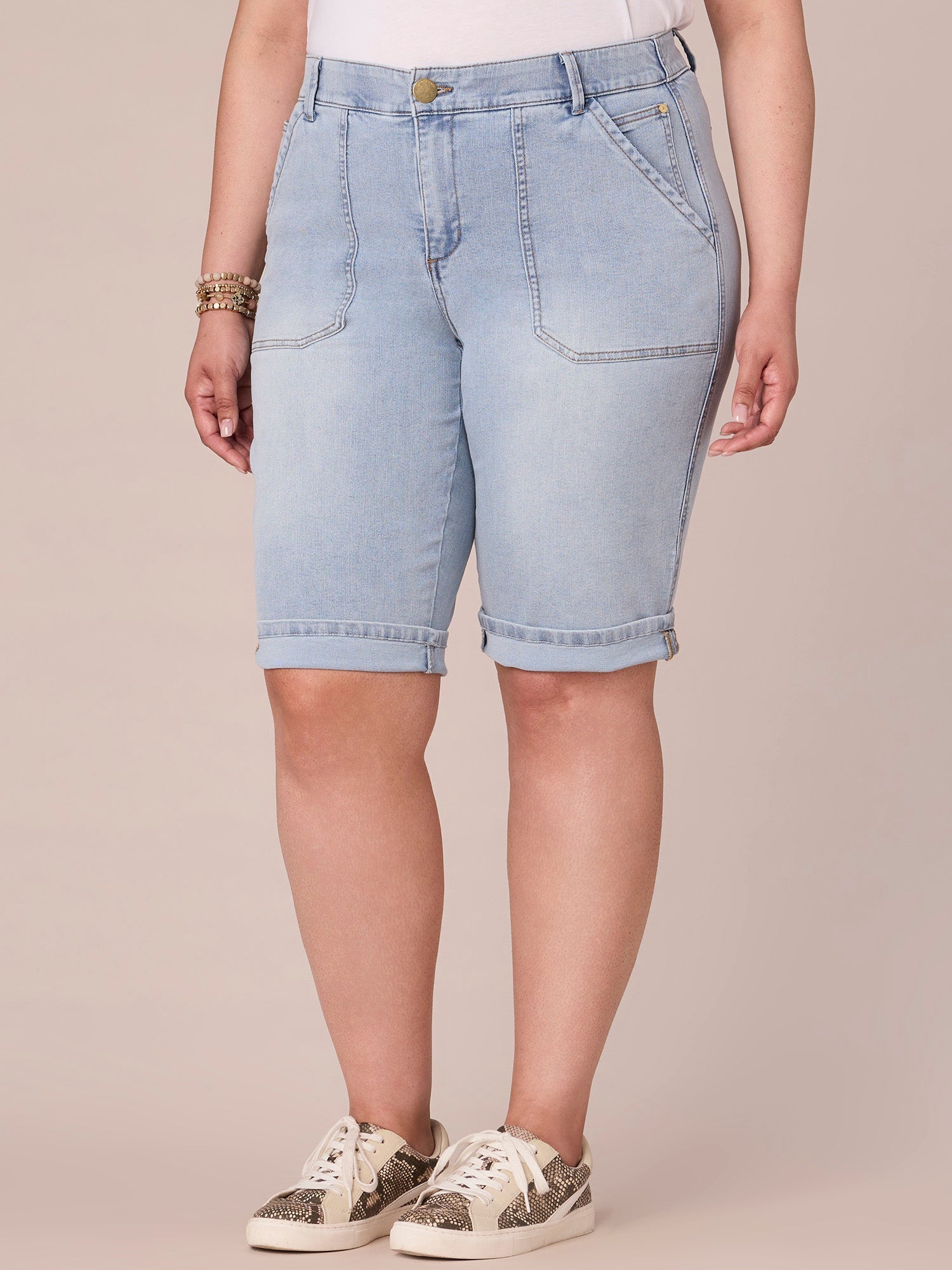"Ab"solution® Plus Size Repreve Cuffed Hem Bermuda Short