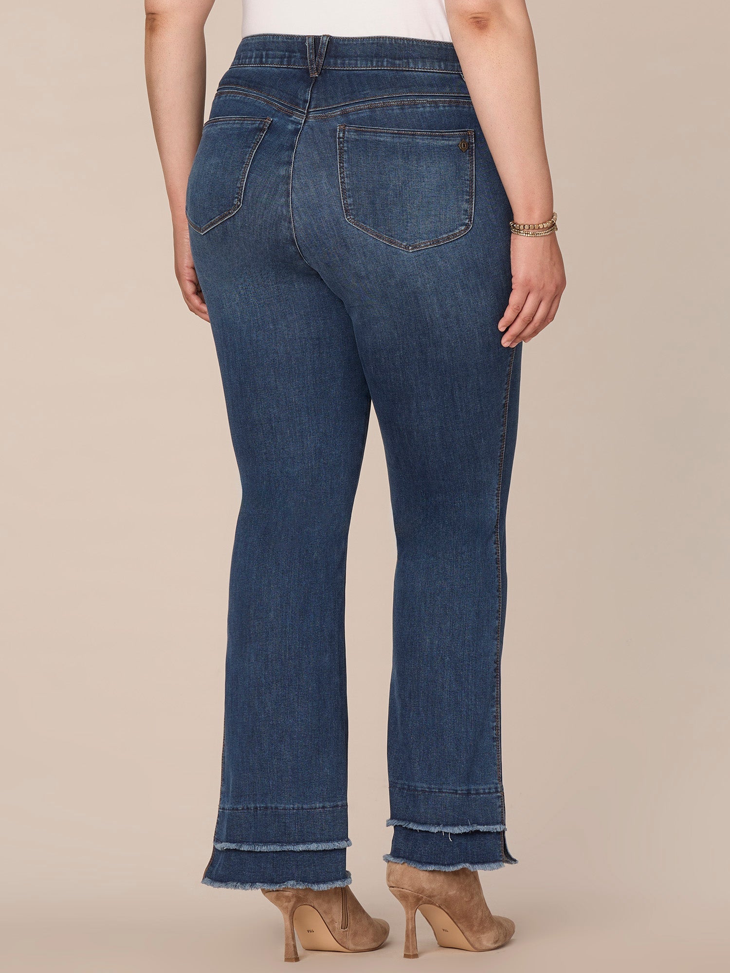 "Ab"solution High Rise Fray Hem Itty Bitty More Boot Plus Size Jeans