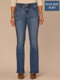 "Ab"solution® High Rise Blue Artisanal Itty Bitty Boot Plus Size Jeans