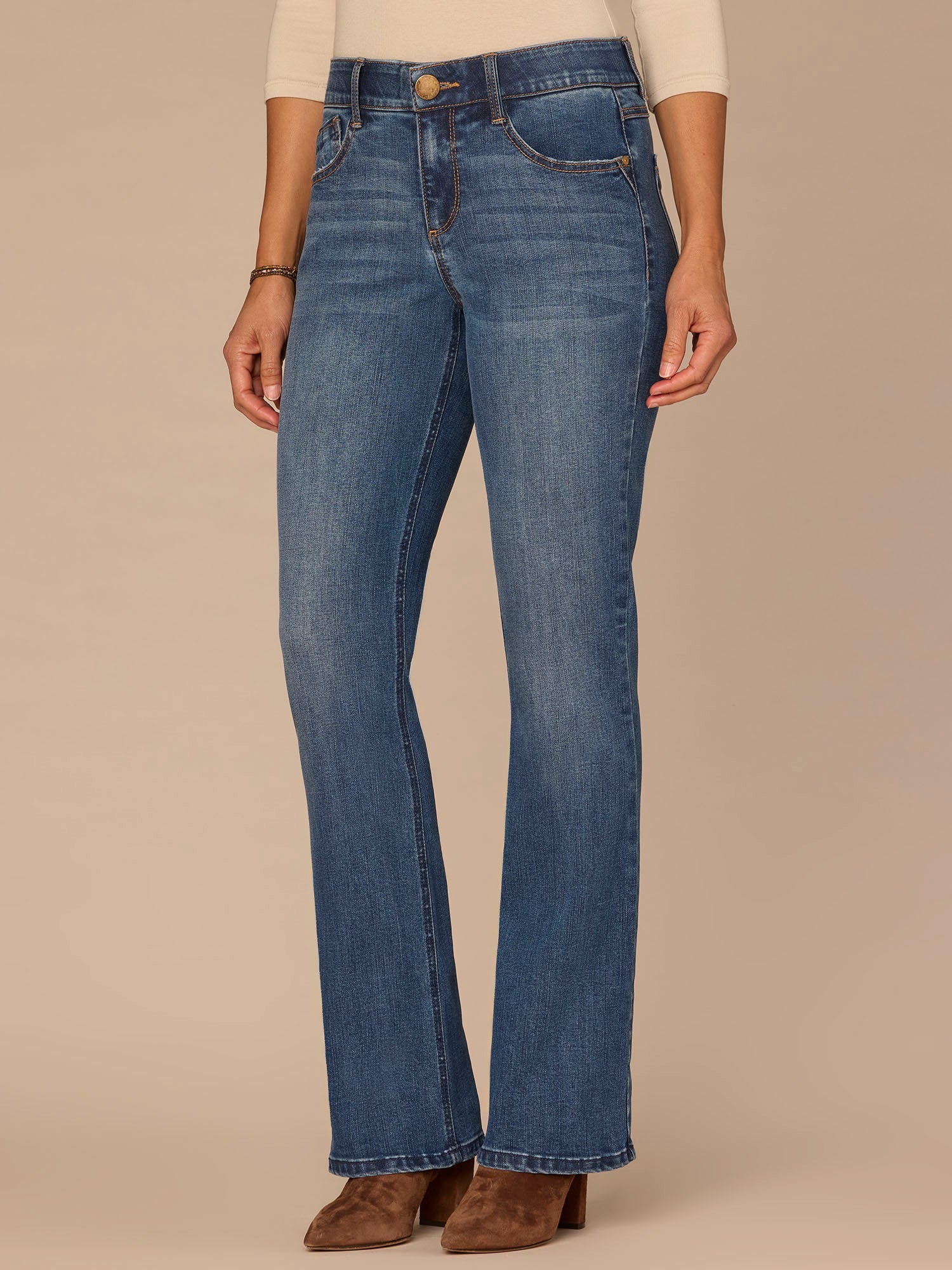 "Ab"solution® High Rise Blue Artisanal Itty Bitty Boot Plus Size Jeans