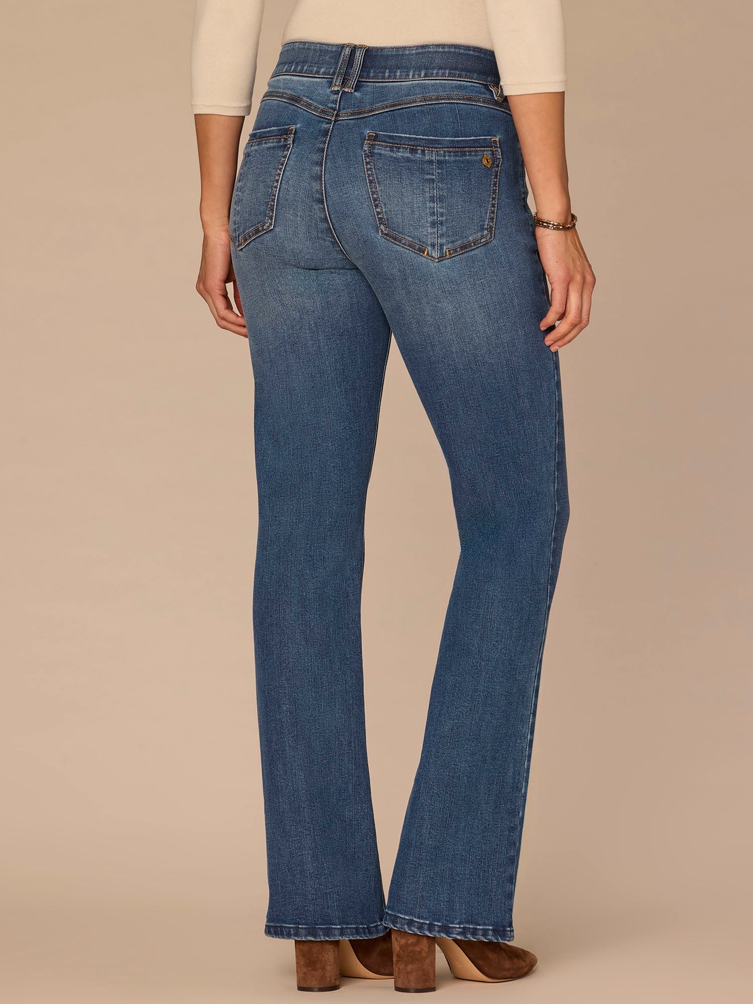 "Ab"solution® High Rise Blue Artisanal Itty Bitty Boot Plus Size Jeans