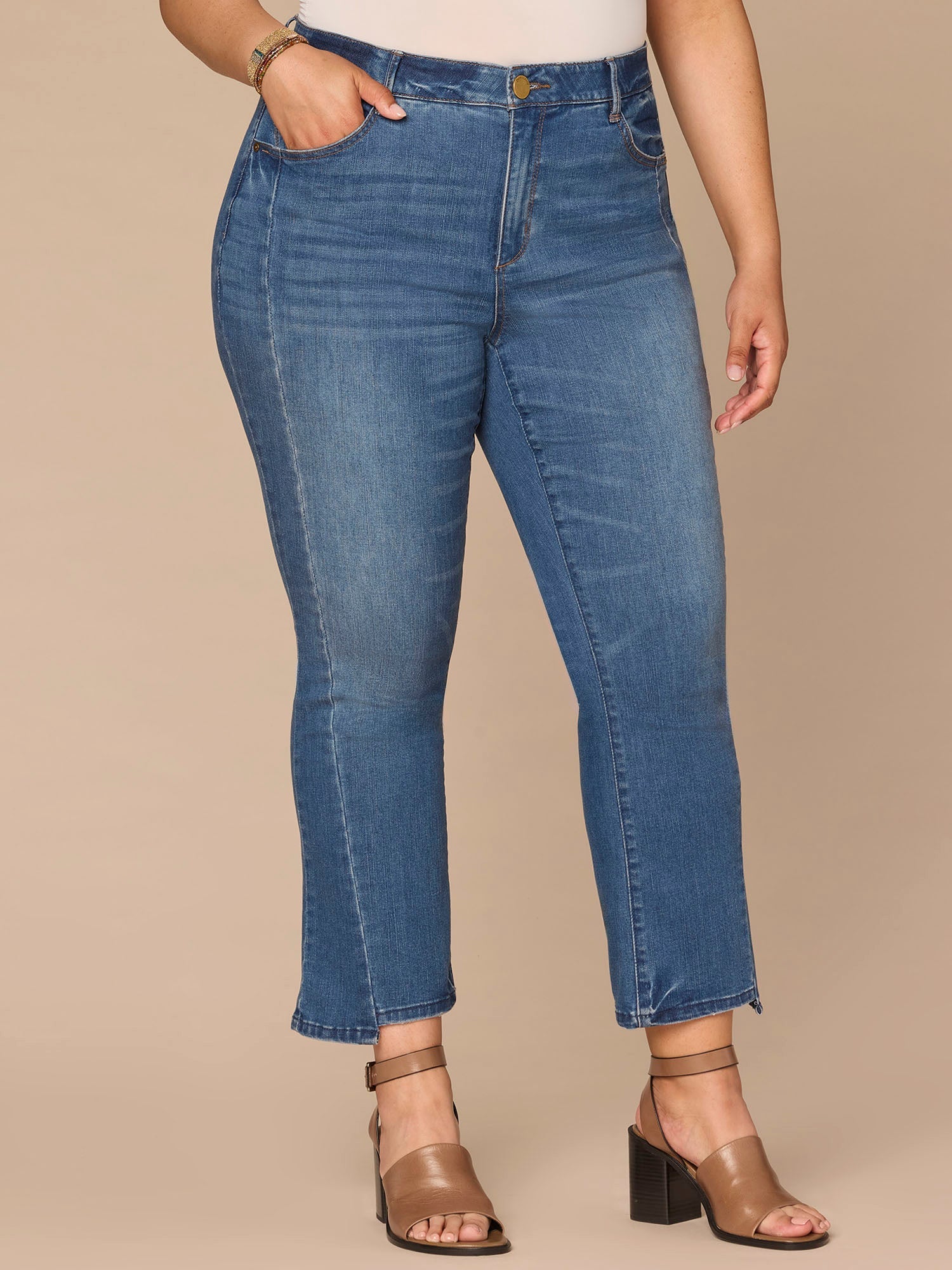 "Ab"solution® Skyrise Plus Size Barely Boot Jeans with Step Hem