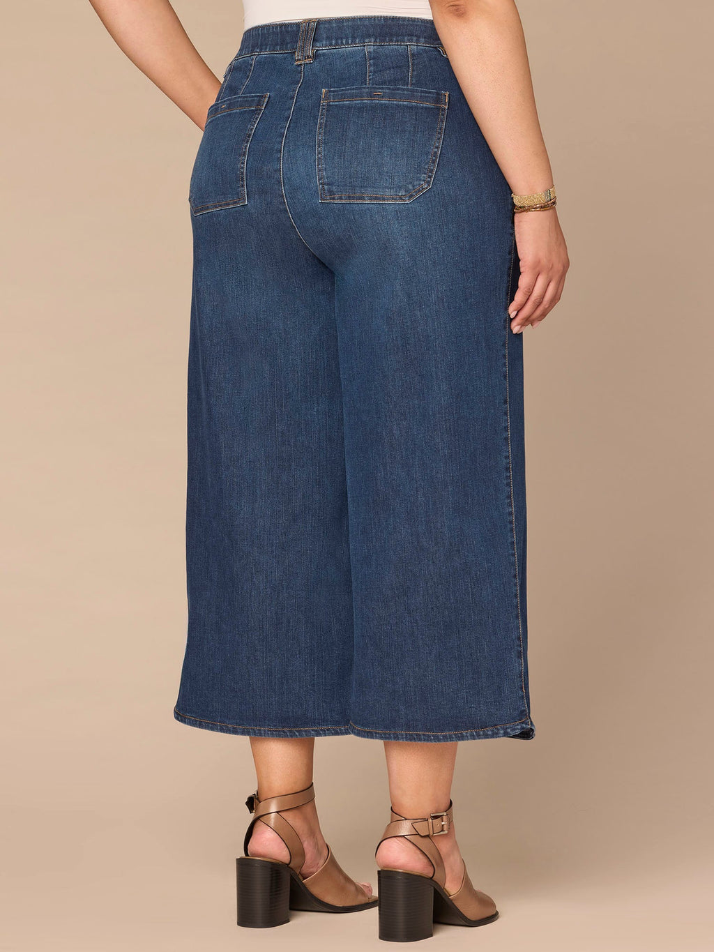 "Ab"solution® Skyrise Dart Seam Tulip Hem Crop Plus Size Wide Leg Jean