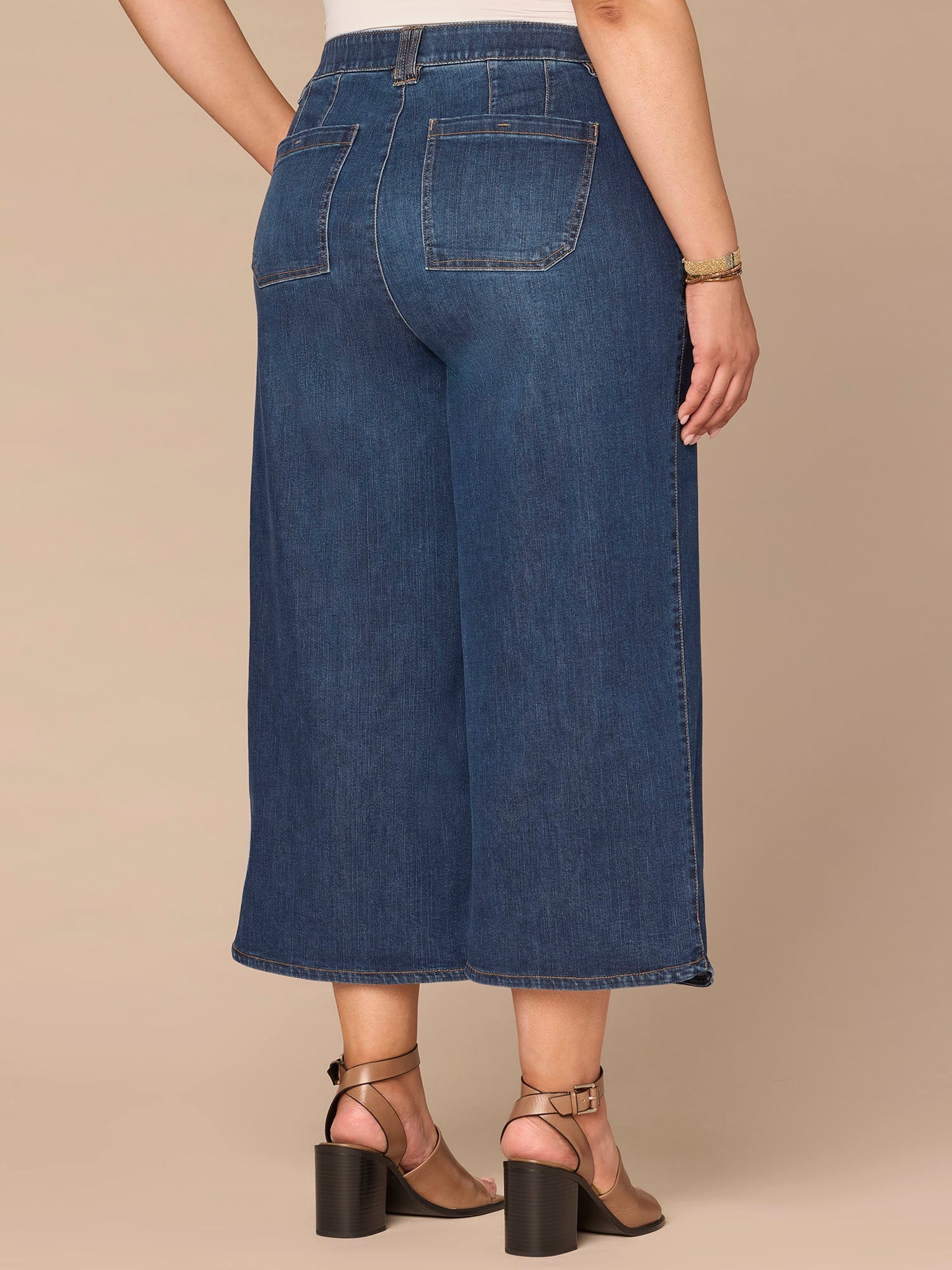 "Ab"solution® Skyrise Dart Seam Tulip Hem Crop Plus Size Wide Leg Jean