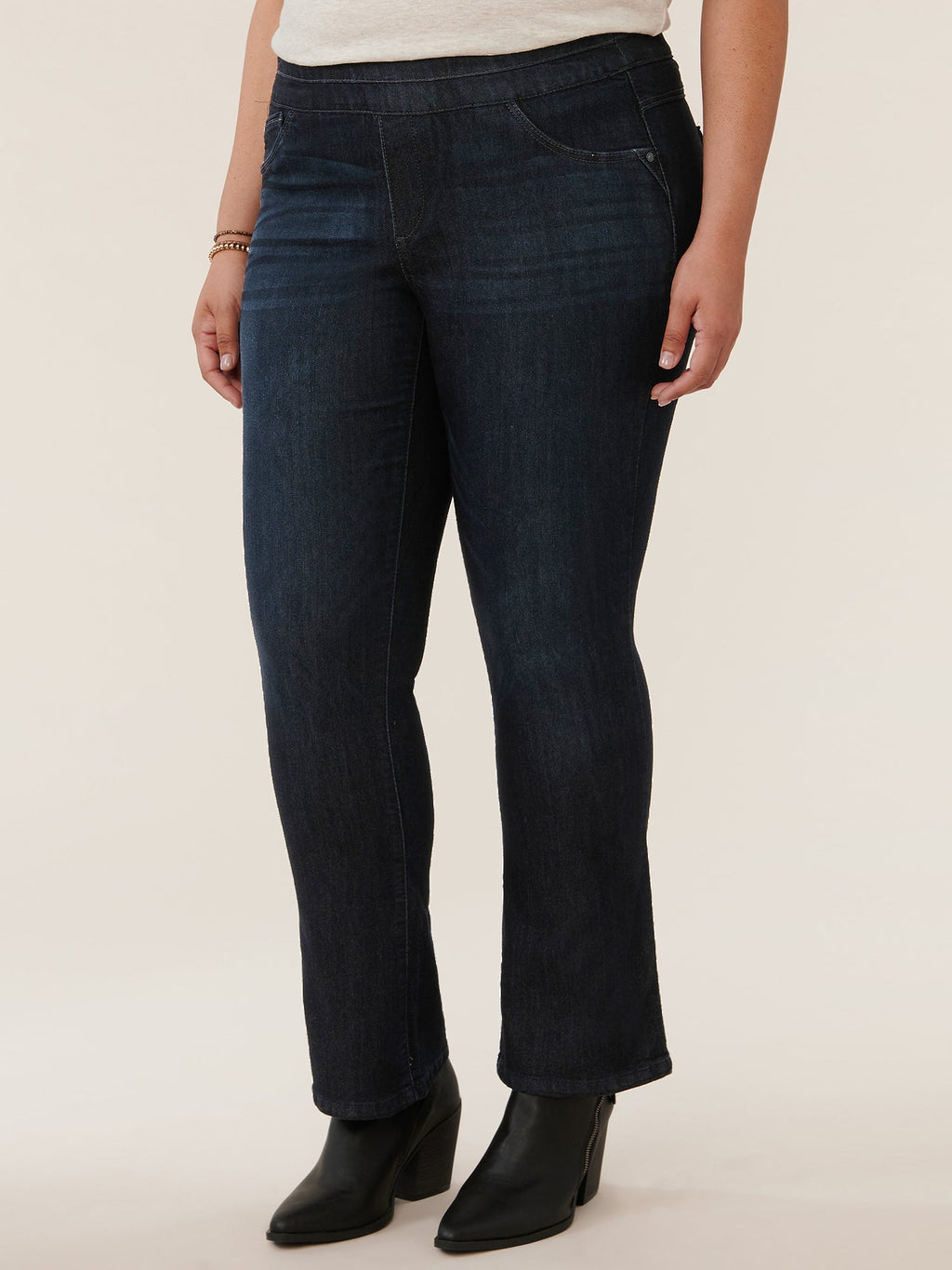 Ab"solution® High Rise Indigo Plus Itty Bitty Bootcut Glider