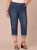 "Ab"solution® High Rise Patch Pocket Roll Cuff Plus Size Utility Jeans