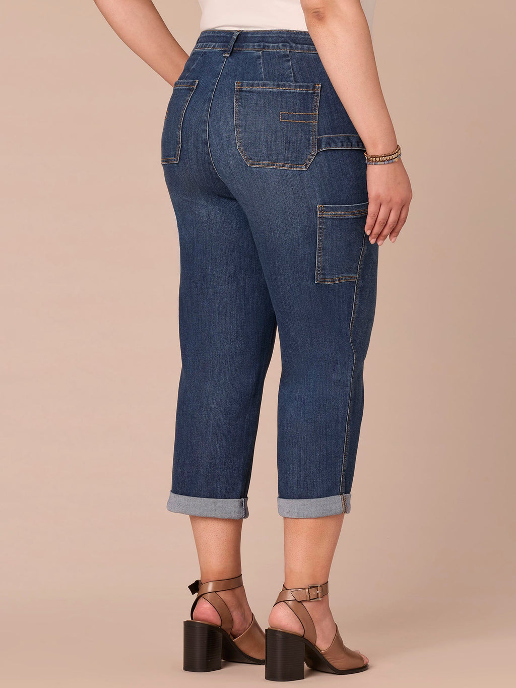 "Ab"solution® High Rise Patch Pocket Roll Cuff Plus Size Utility Jeans