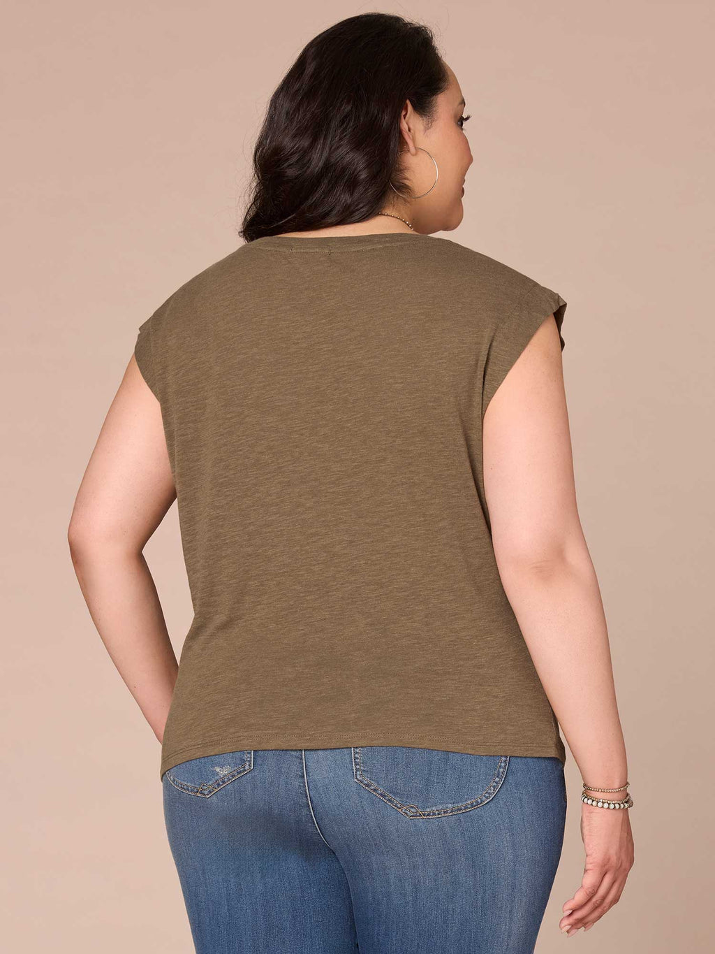 Cap Sleeve Scoop Neck Asymmetrical Ruching Printed Plus Size Knit Top
