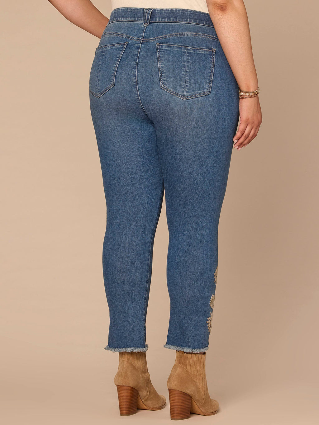 "Ab"solution® High Rise Seamless Floral Ankle Skimmer Plus Size Jeans