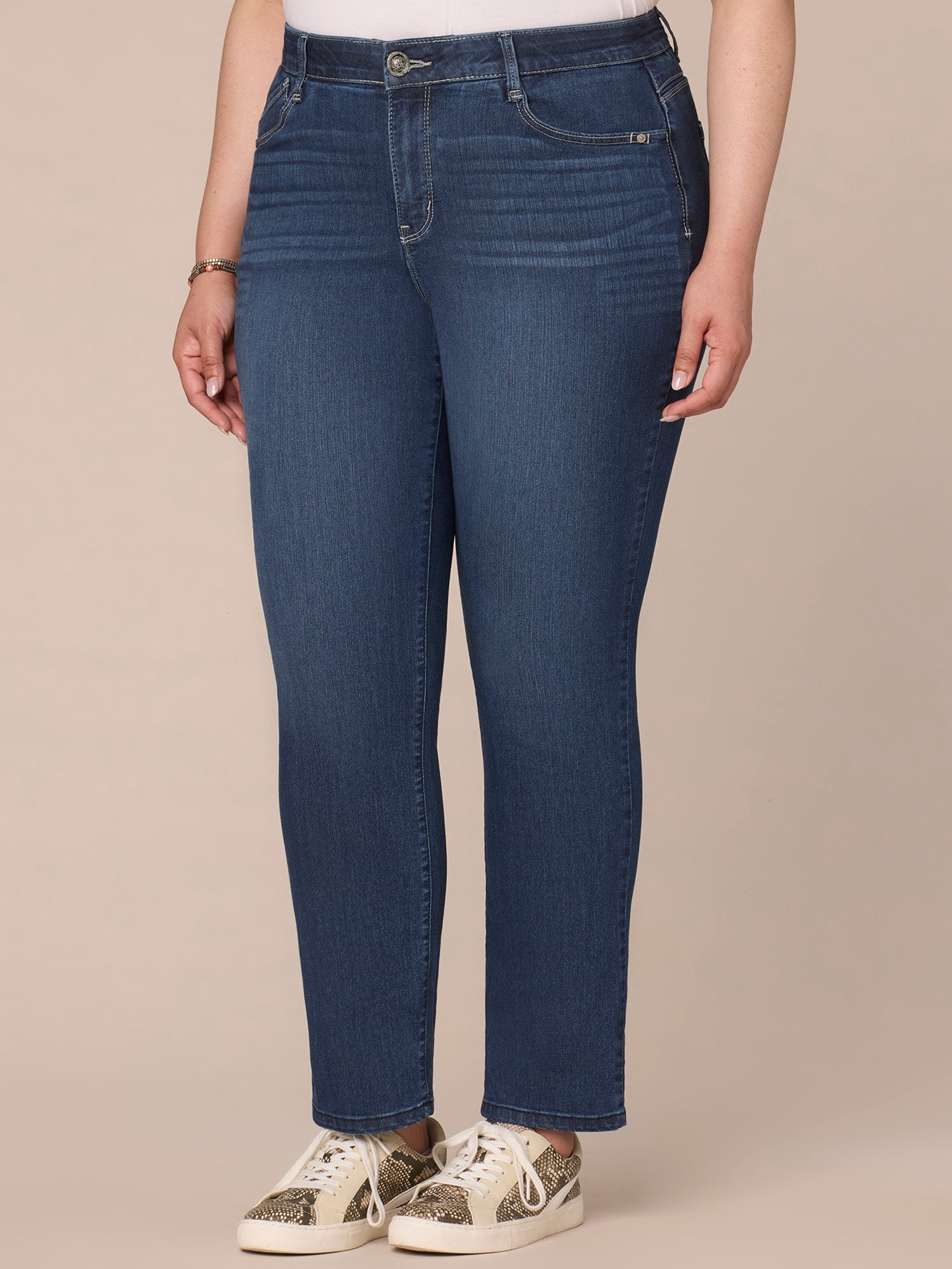 "Ab"solution® High Rise Straight Leg Plus Size Indigo Jeans
