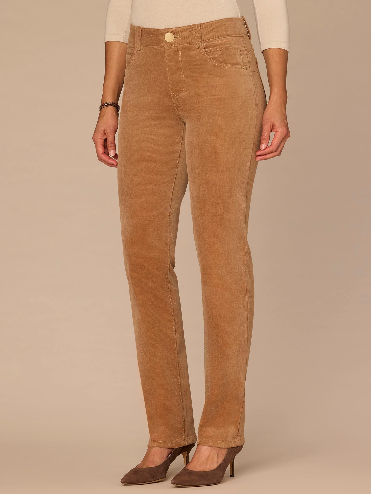 "Ab"solution® Mid-Rise Corduroy Plus Size Straight Leg Pants
