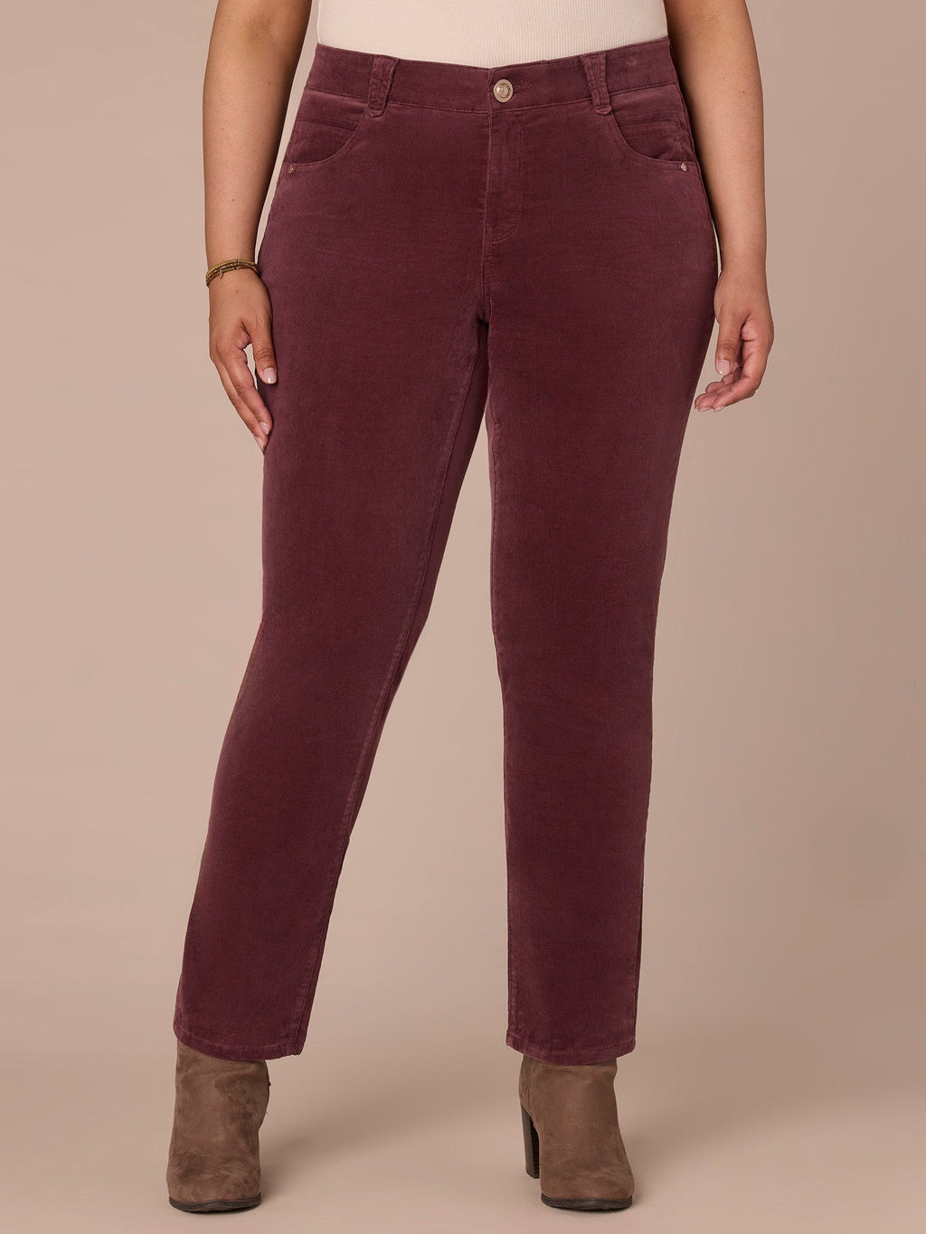 "Ab"solution® Mid-Rise Corduroy Plus Size Straight Leg Pants
