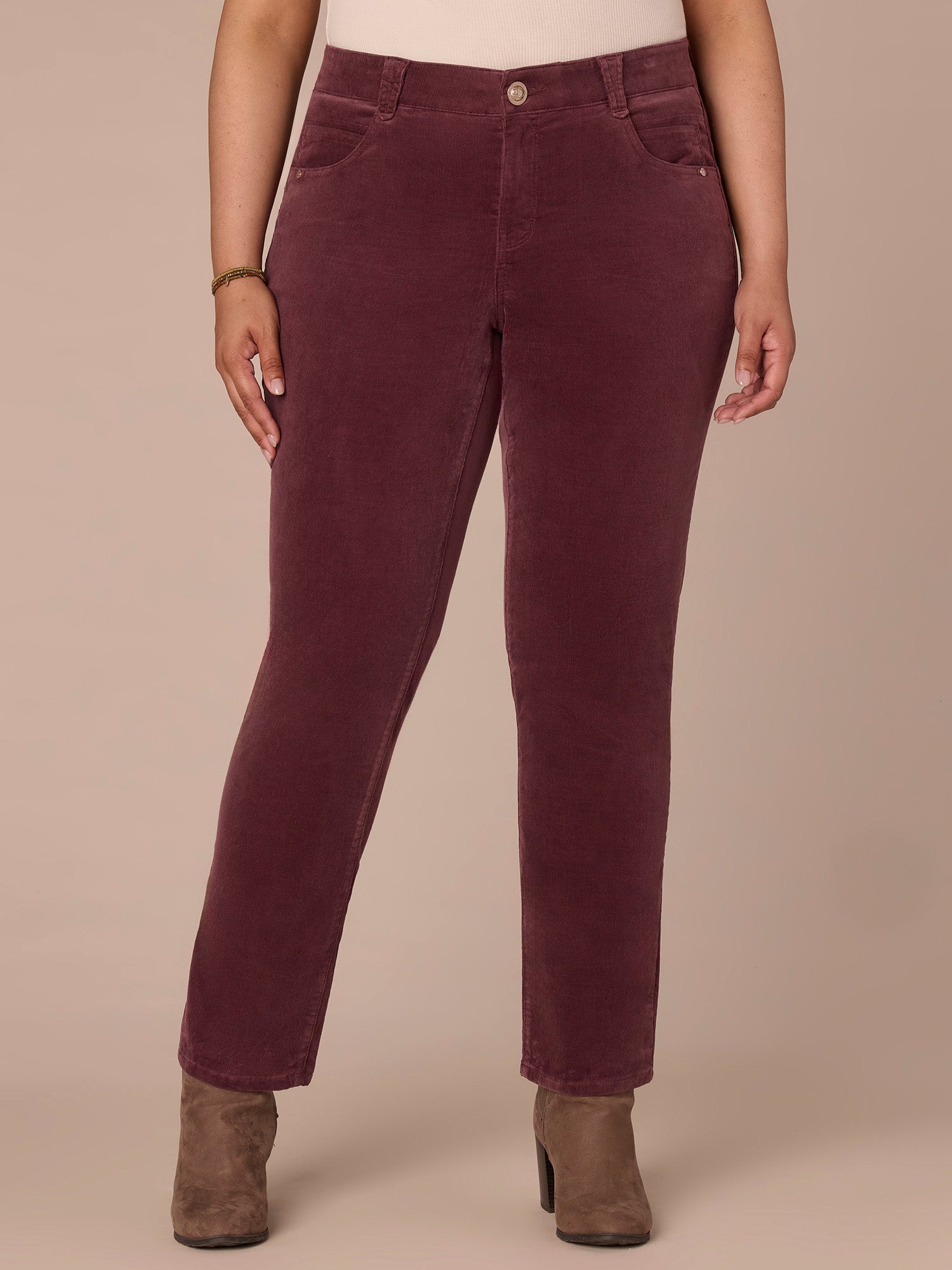 "Ab"solution® Mid-Rise Corduroy Plus Size Straight Leg Pants