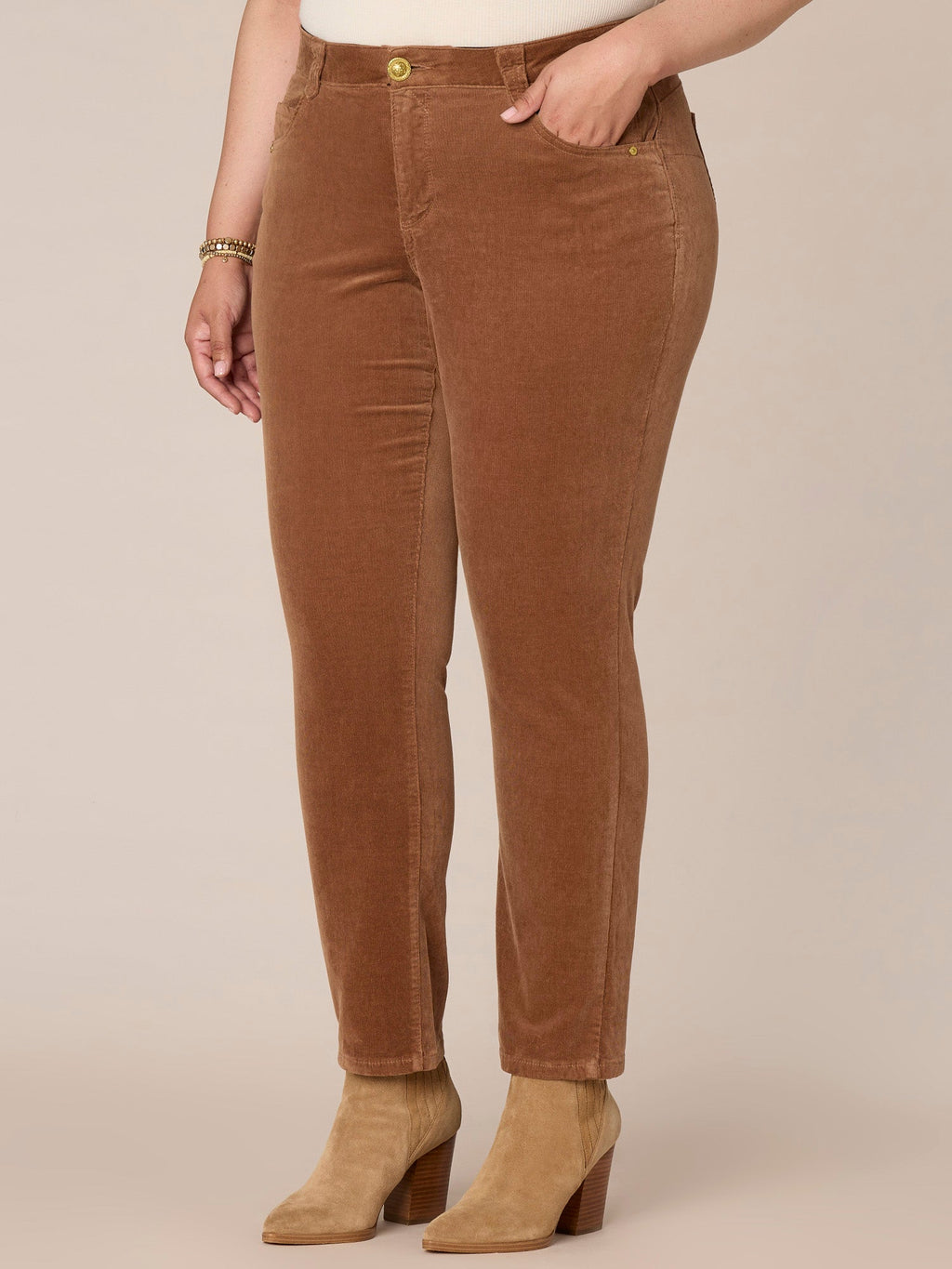 "Ab"solution® Mid-Rise Corduroy Plus Size Straight Leg Pants