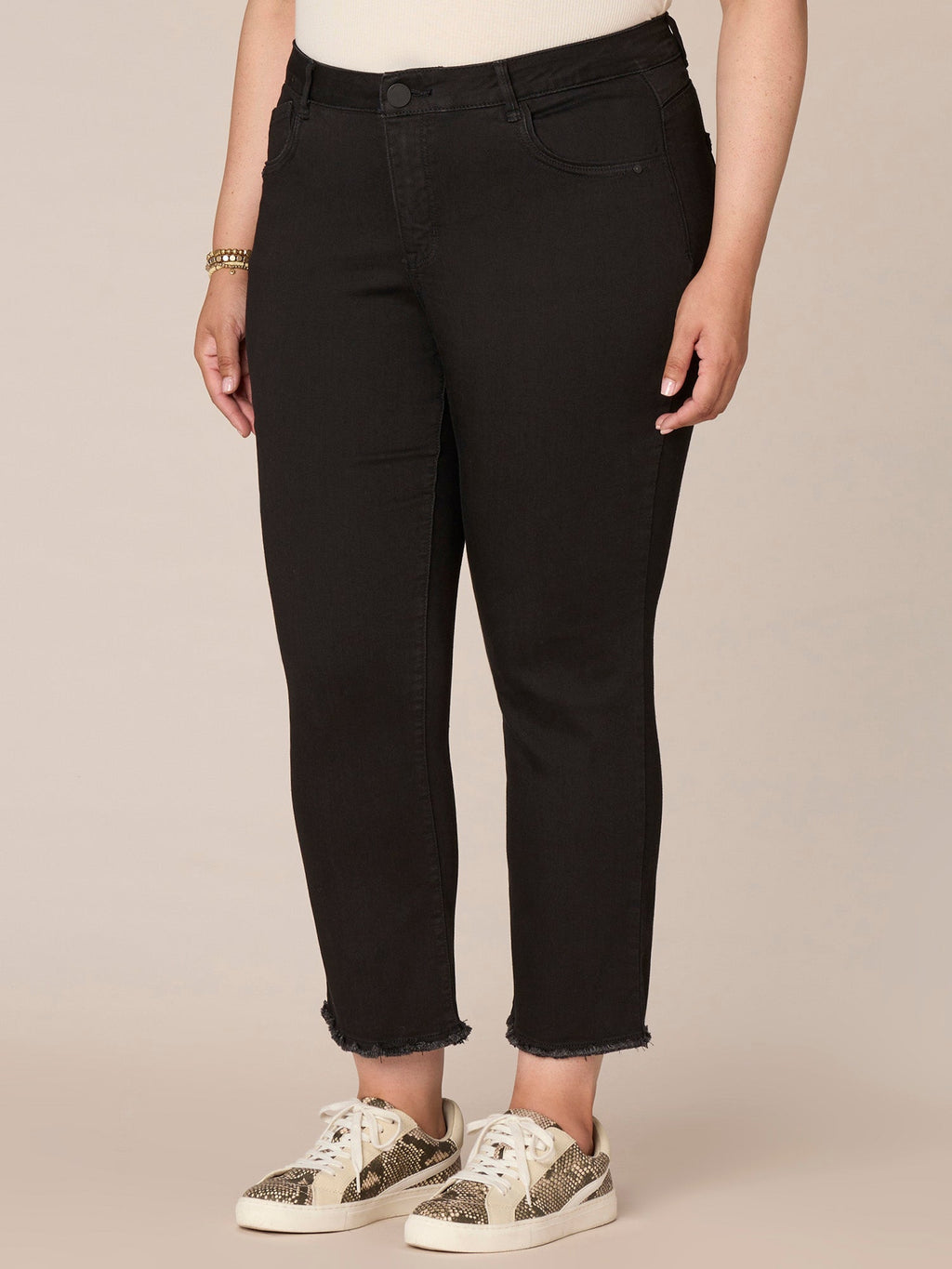"Ab"solution High Rise Cascading "D" Slim Straight Plus Size Jeans