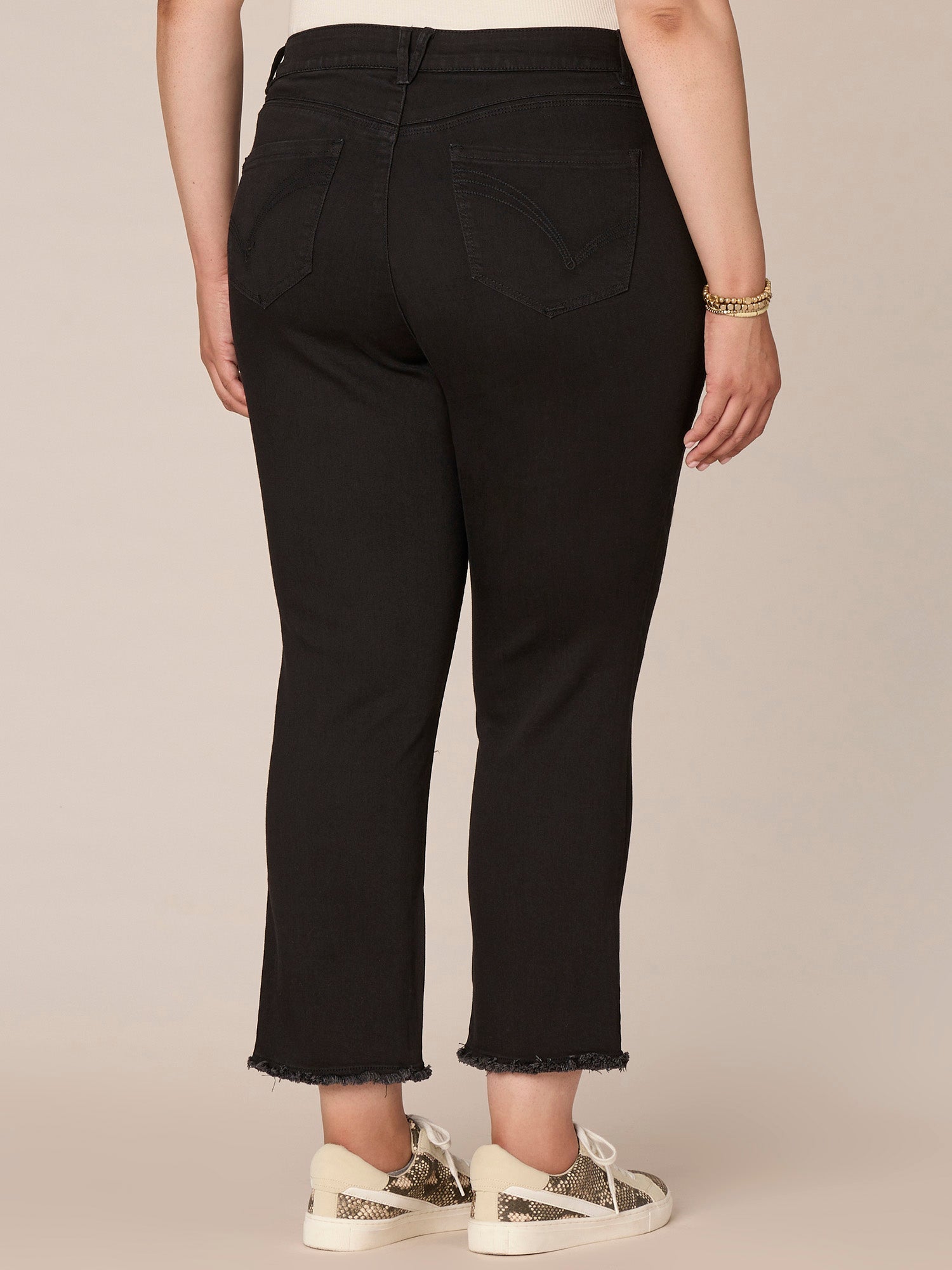 "Ab"solution High Rise Cascading "D" Slim Straight Plus Size Jeans