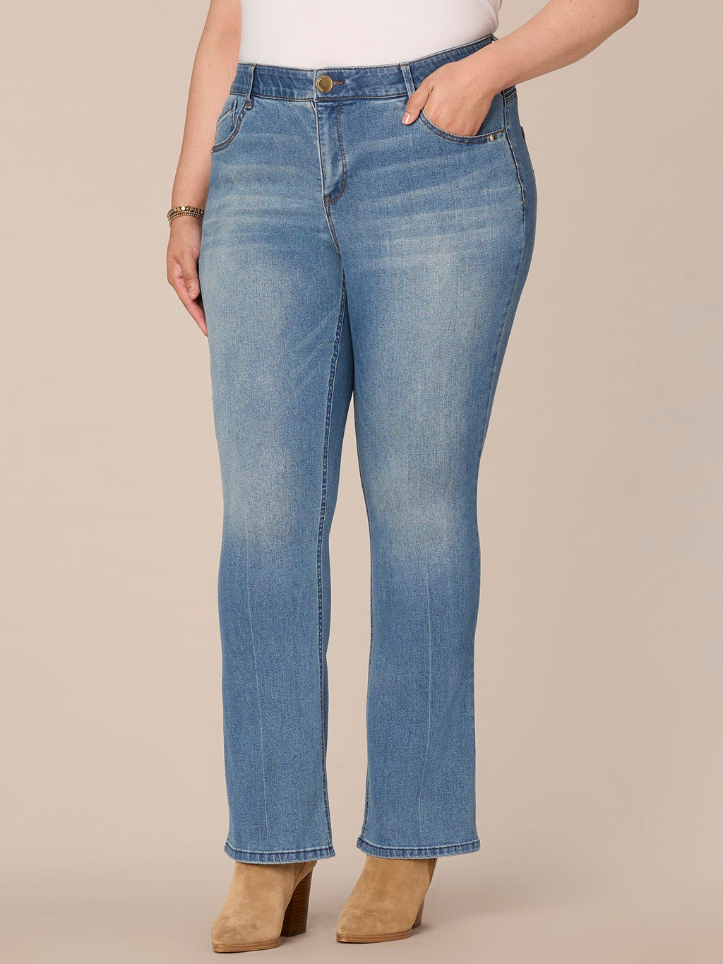 "Ab"solution High Rise Cascading D Itty Bitty Boot Plus Size Jeans