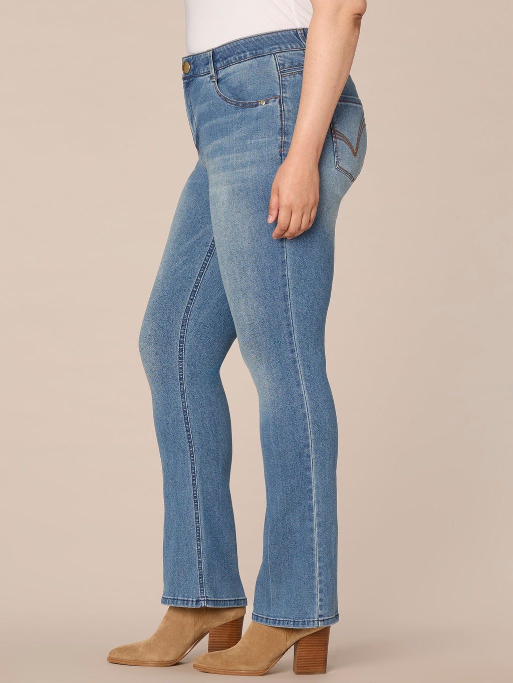 "Ab"solution High Rise Cascading D Itty Bitty Boot Plus Size Jeans