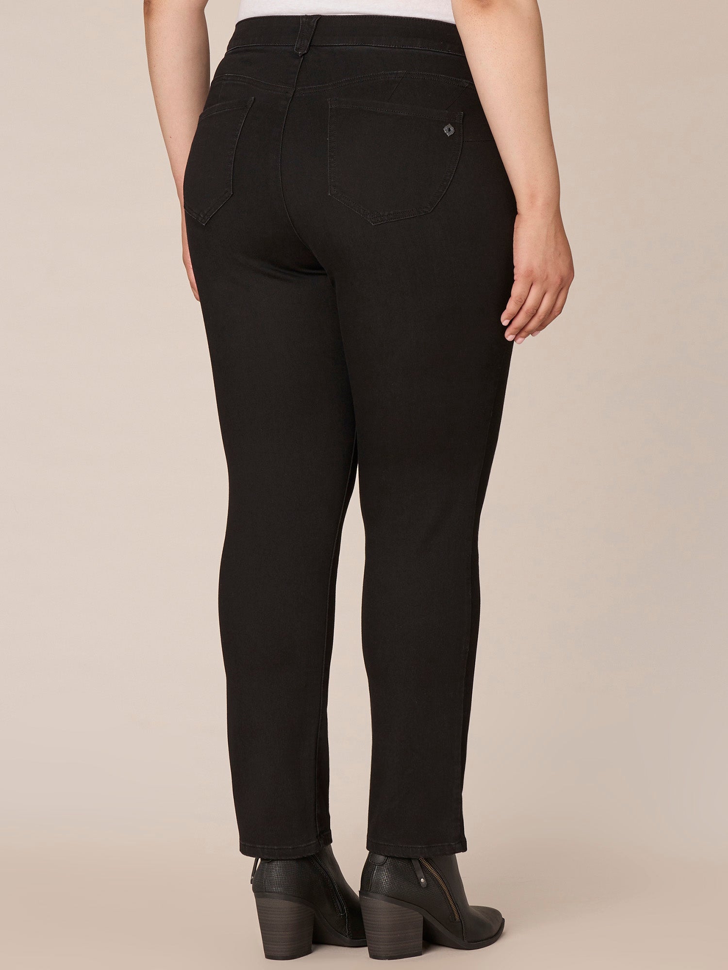 "Ab"solution® Booty Lift Black Denim Straight Leg Plus Jeans