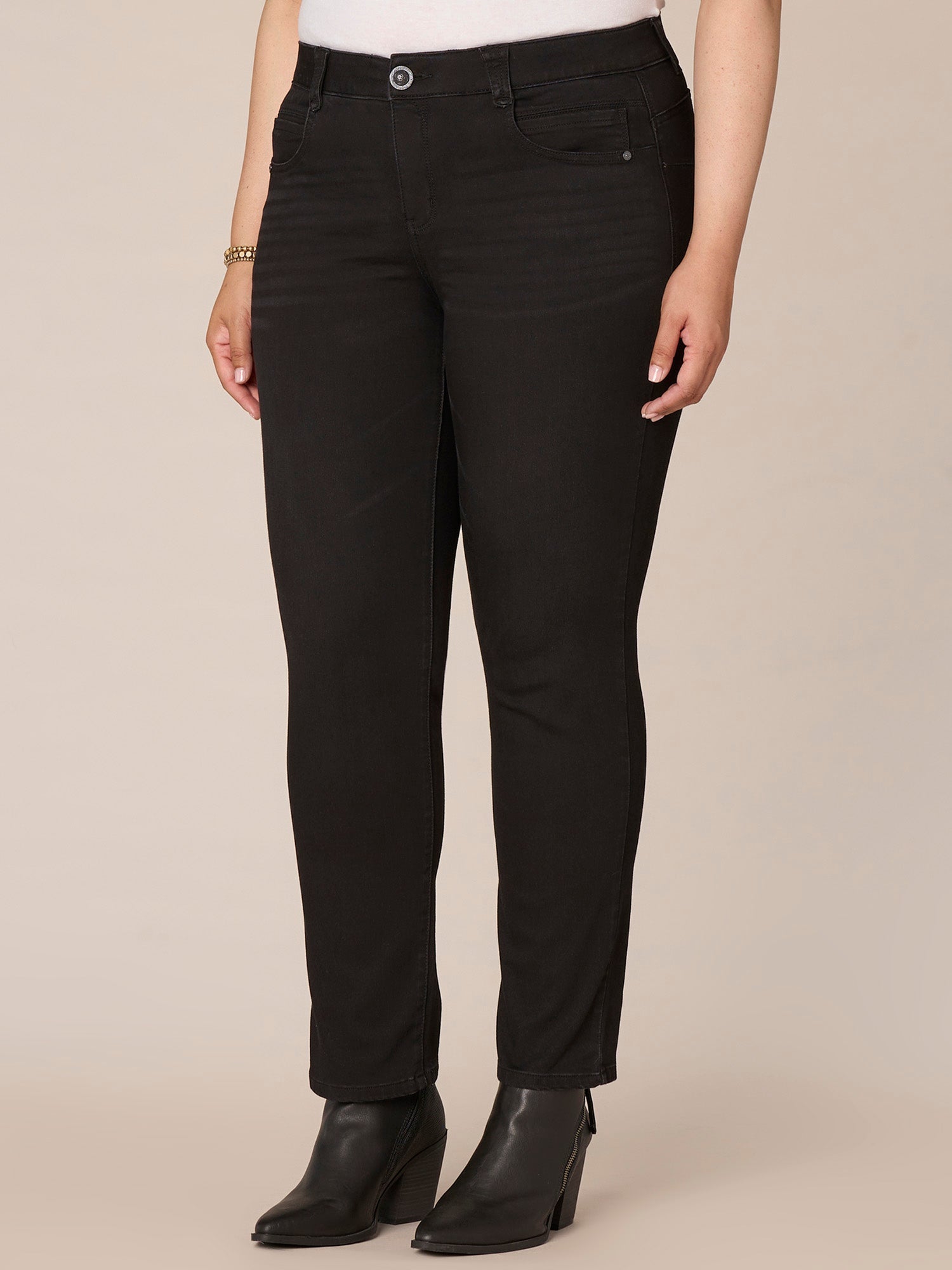 "Ab"solution® Booty Lift Black Denim Straight Leg Plus Jeans