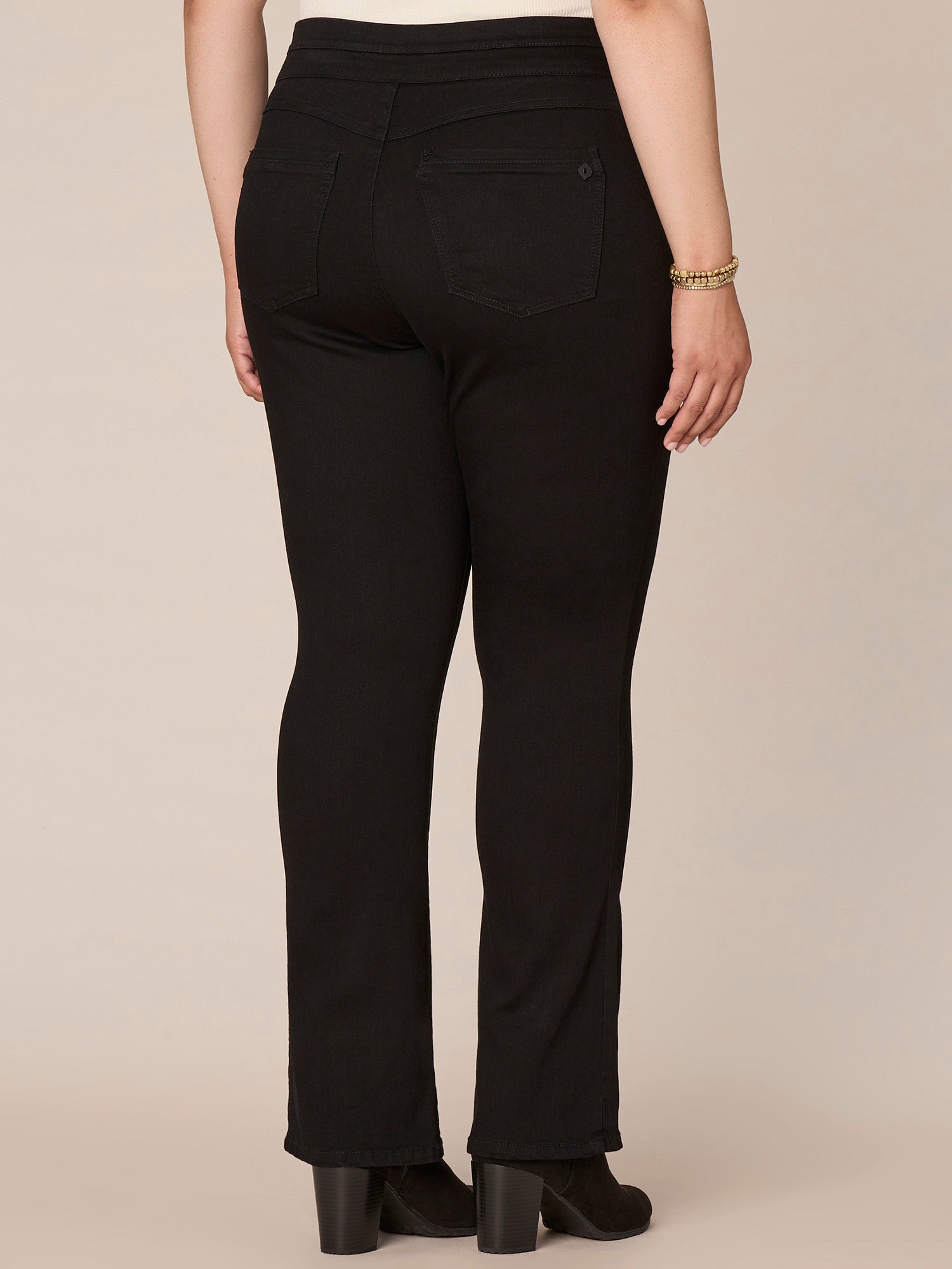 "Ab"solution High Rise Pull On Itty Bitty Boot Glider Plus Size Jeans