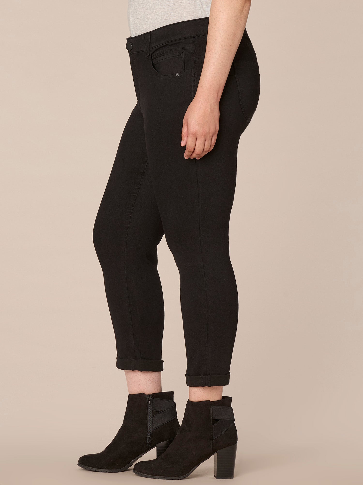 "Ab"solution® Plus Black Denim Ankle Skimmer Jeans