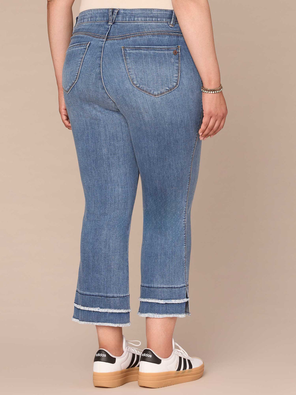 "Ab"solution Plus Size Fray Hem Kick Flare Jean
