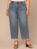 "Ab"solution® Skyrise Uneven Yoke Relaxed Barrel Leg Plus Size Jeans