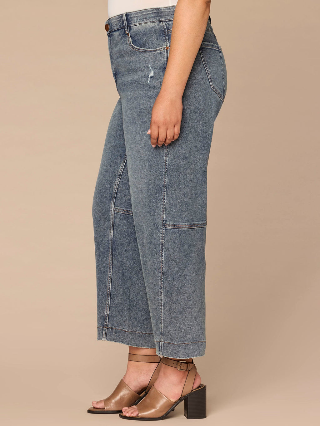 "Ab"solution® Skyrise Uneven Yoke Relaxed Barrel Leg Plus Size Jeans
